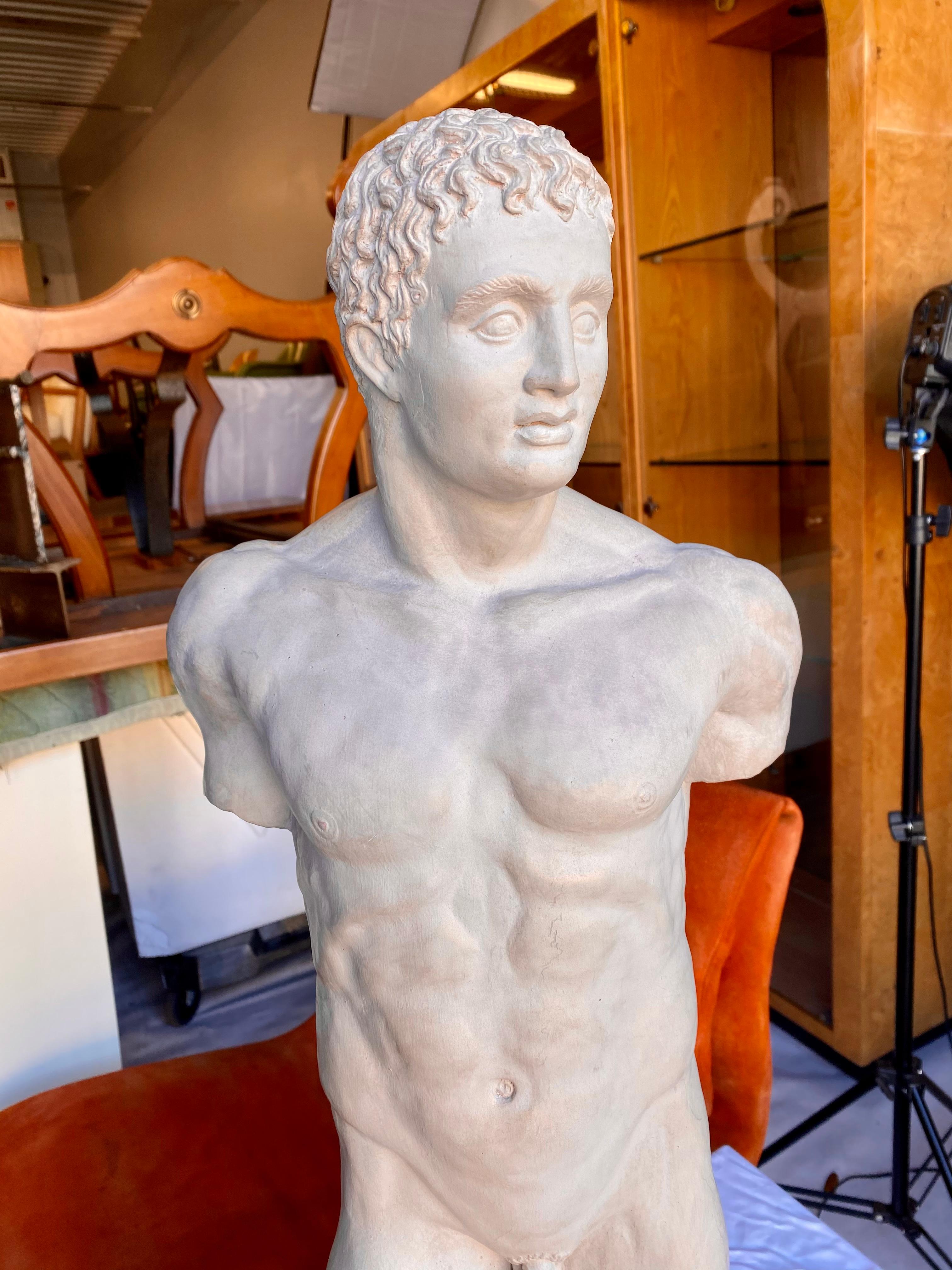 Composition Vintage 20th Century Ancient Greek God Hermès Sculpture on Steel Mounted Bust