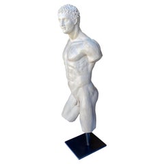 Vintage 20th Century Ancient Greek God Hermès Sculpture on Steel Mounted Bust
