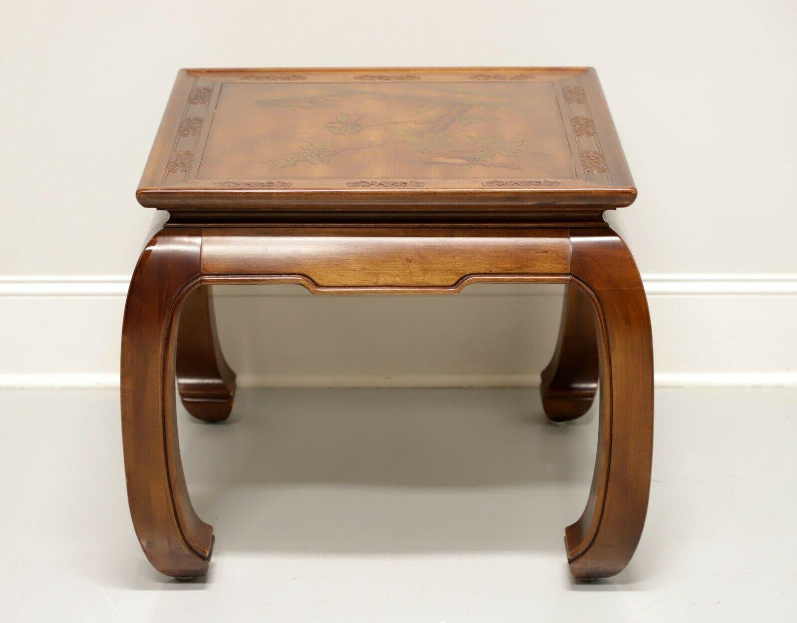 Hand-Painted Late 20th Century Asian Chinoiserie Ming Carved Accent Table - A For Sale