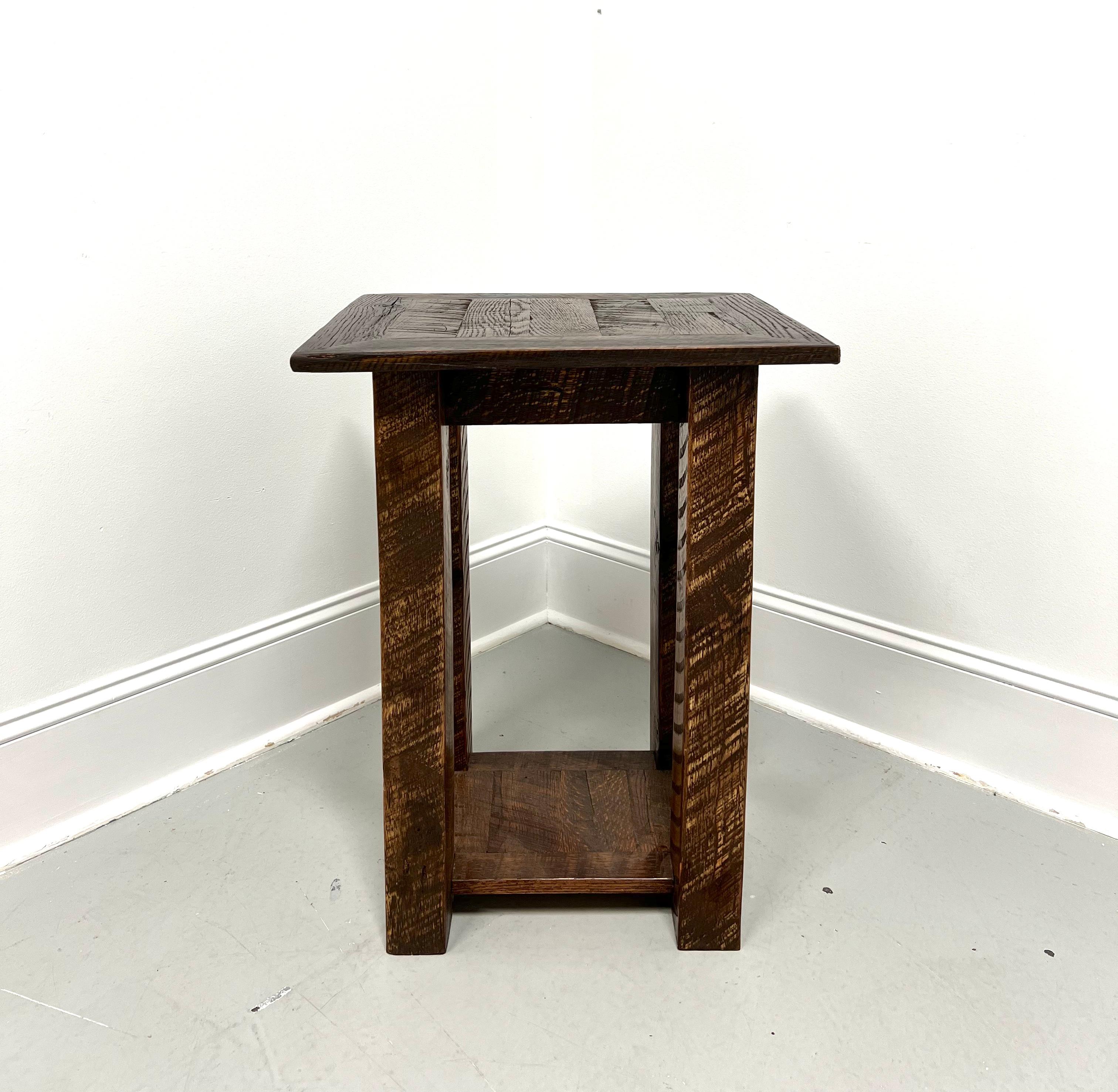 American Vintage 20th Century Benchmade Oak Rustic Accent Table For Sale