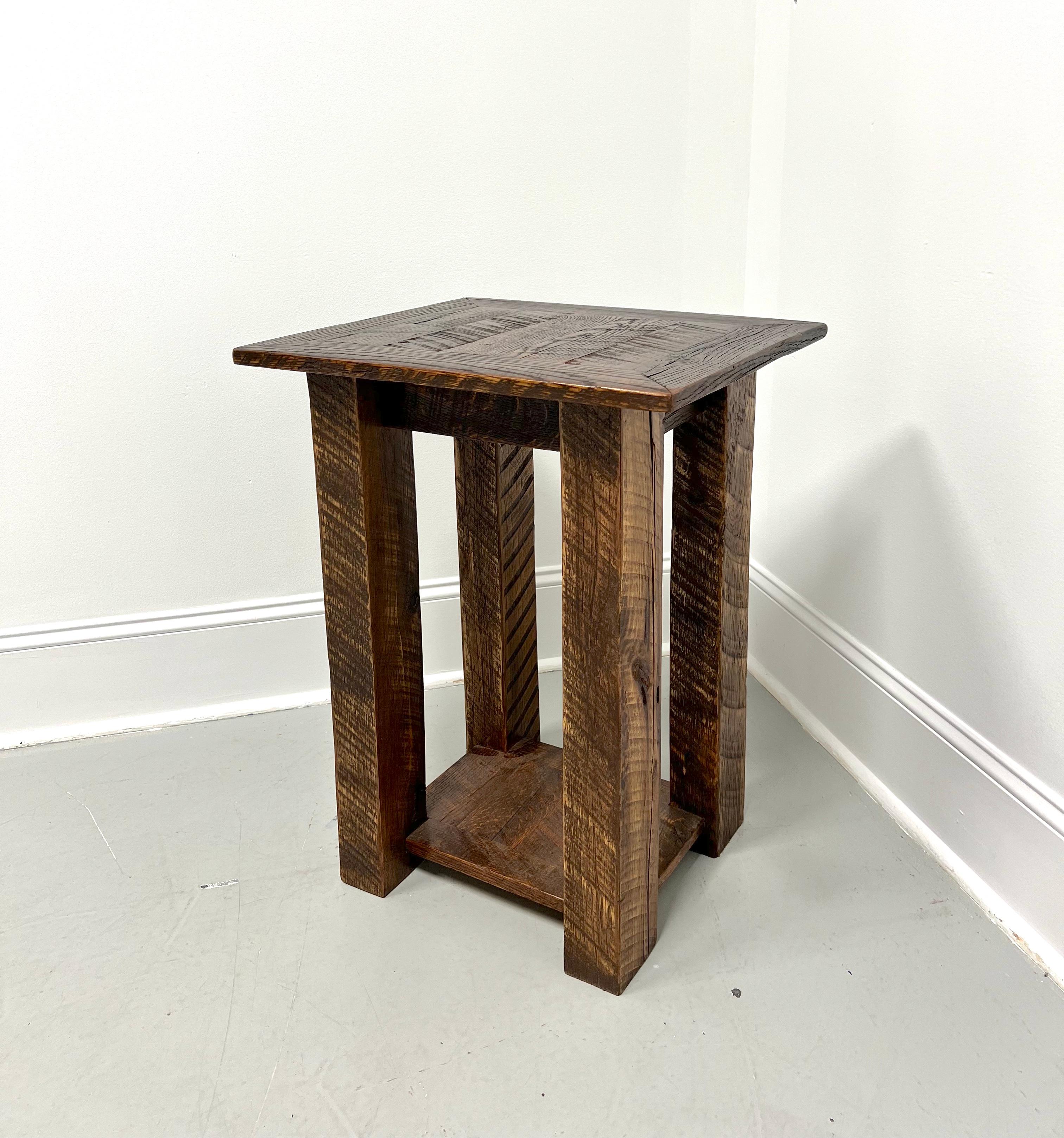 Vintage 20th Century Benchmade Oak Rustic Accent Table In Good Condition For Sale In Charlotte, NC