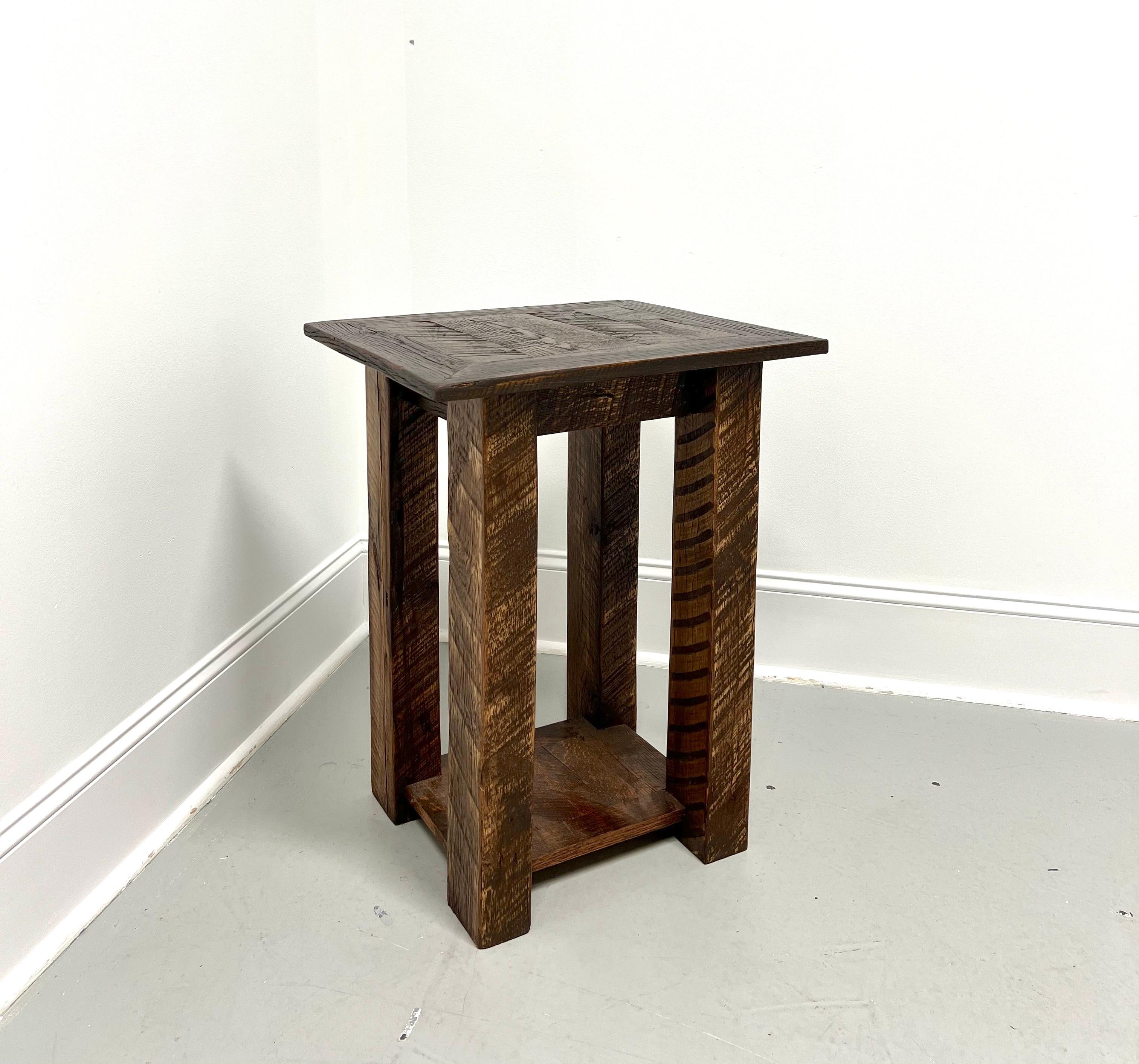 Vintage 20th Century Benchmade Oak Rustic Accent Table For Sale 5