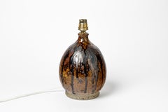 Tischlampe aus schwarzem und braunem Steingut aus dem 20. Jahrhundert von La Borne, Vintage