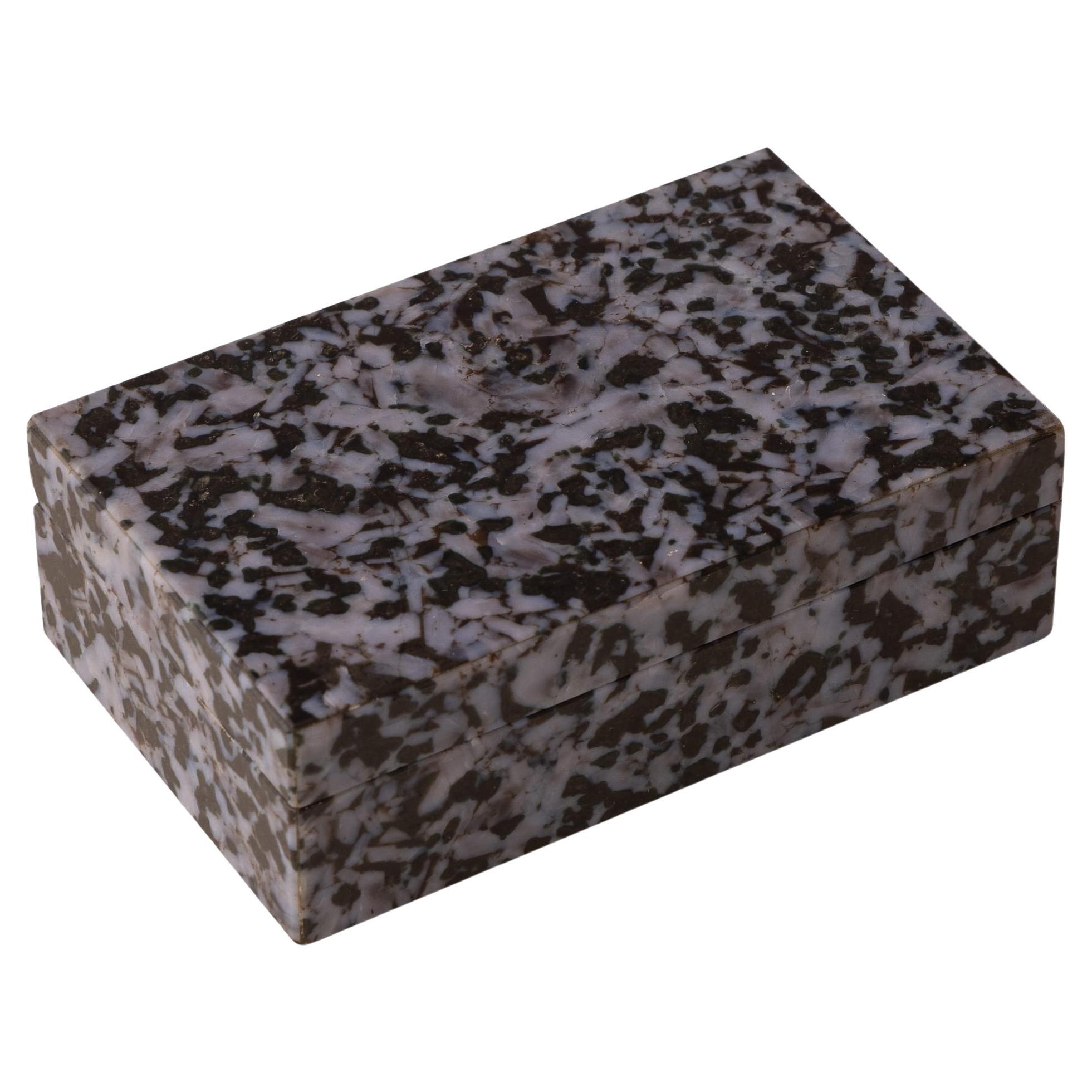 Vintage 20th Century Black Epidote Stone Box c.1960