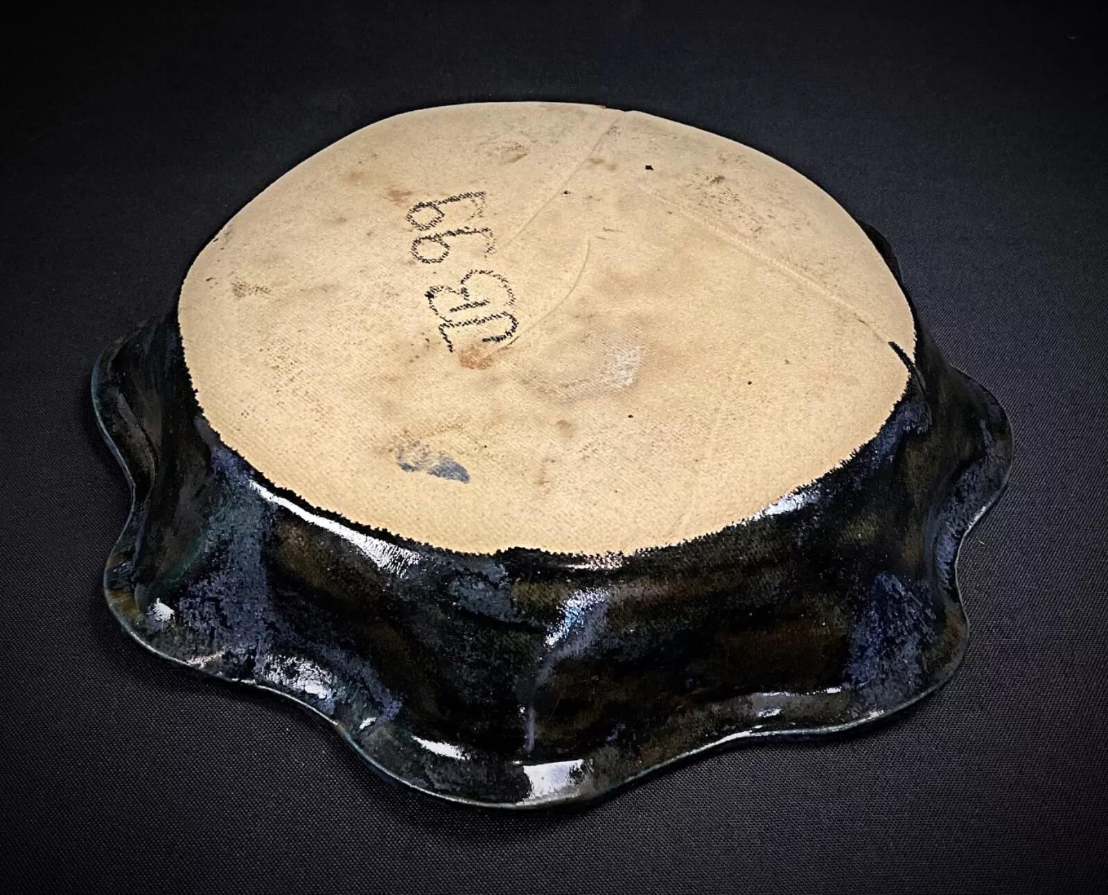 Vintage 20th Century Blue and Black Ceramic Catchall Dish - 2Y319 For Sale 1