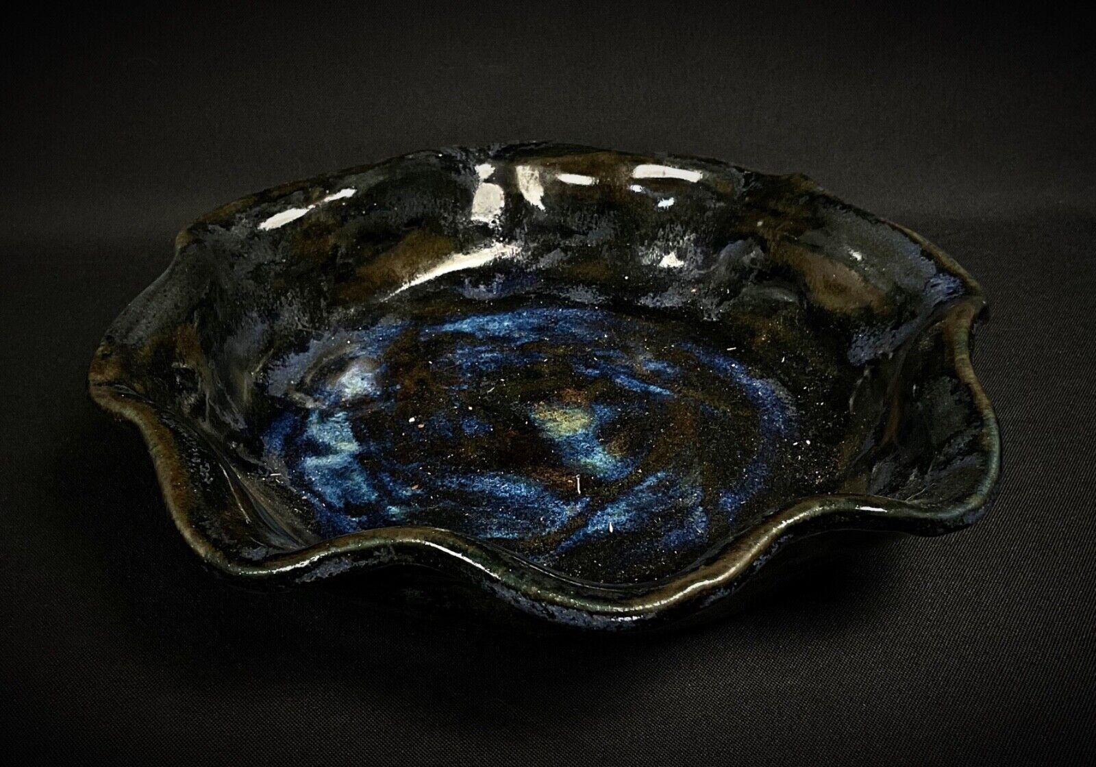 Vintage 20th Century Blue and Black Ceramic Catchall Dish - 2Y319 For Sale 4