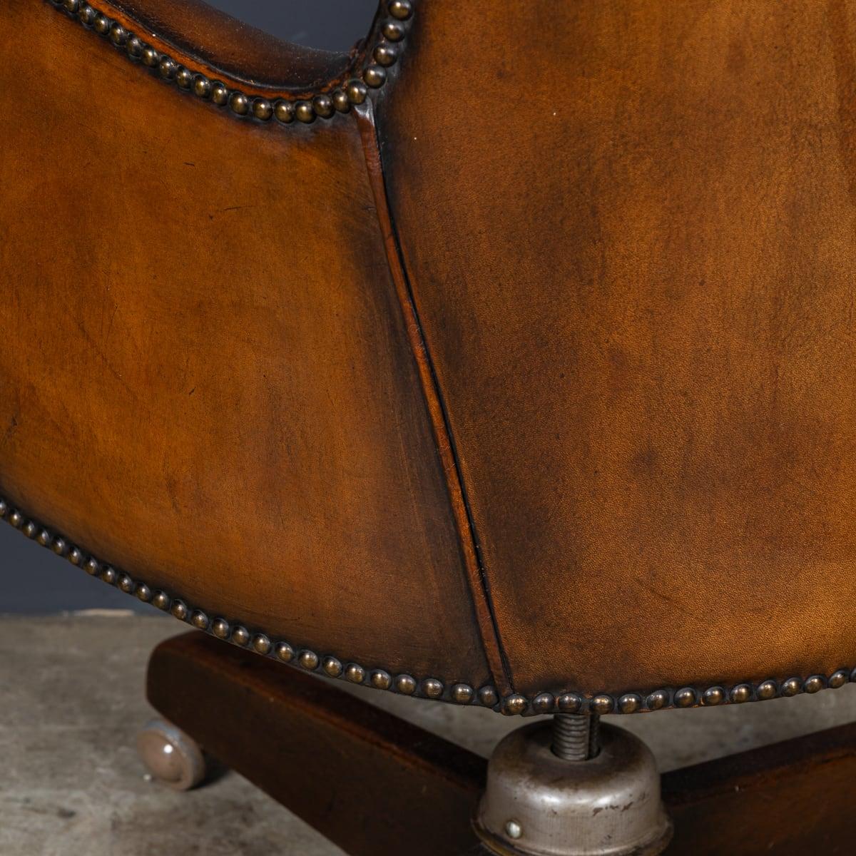 Vintage 20th Century British Hillcrest Revolving Leather Office Chair c.1940 11