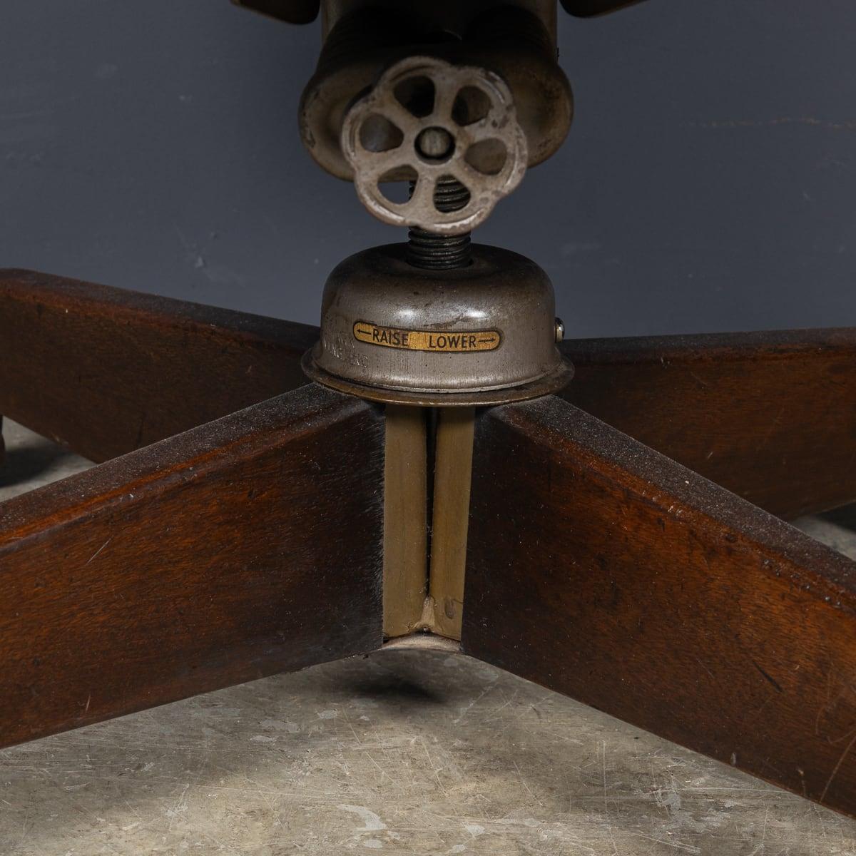 Vintage 20th Century British Hillcrest Revolving Leather Office Chair c.1940 13