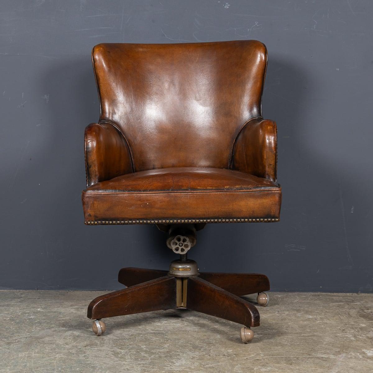 Other Vintage 20th Century British Hillcrest Revolving Leather Office Chair c.1940