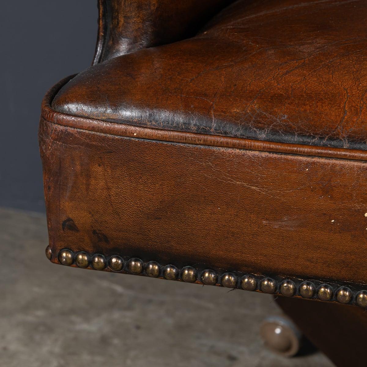 Vintage 20th Century British Hillcrest Revolving Leather Office Chair c.1940 5