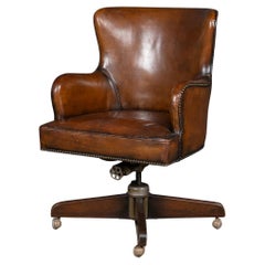 Vintage 20th Century British Hillcrest Revolving Leather Office Chair c.1940