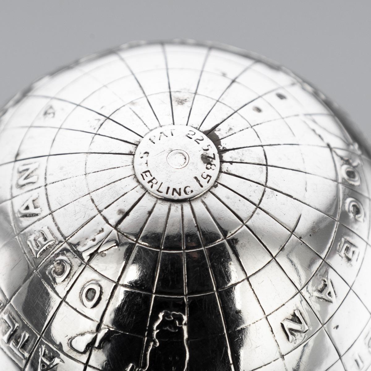 Vintage Siglo XX Novela Británica de Plata Maciza Lijadora de Escritura en Forma de Globo en venta 5