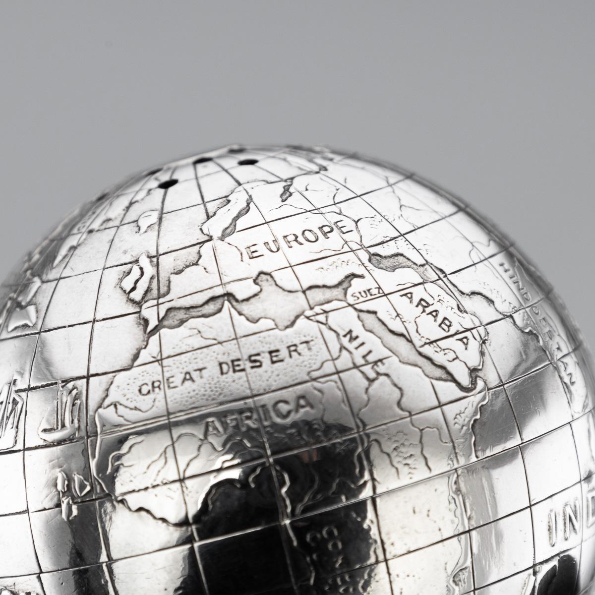 Vintage Siglo XX Novela Británica de Plata Maciza Lijadora de Escritura en Forma de Globo en venta 8