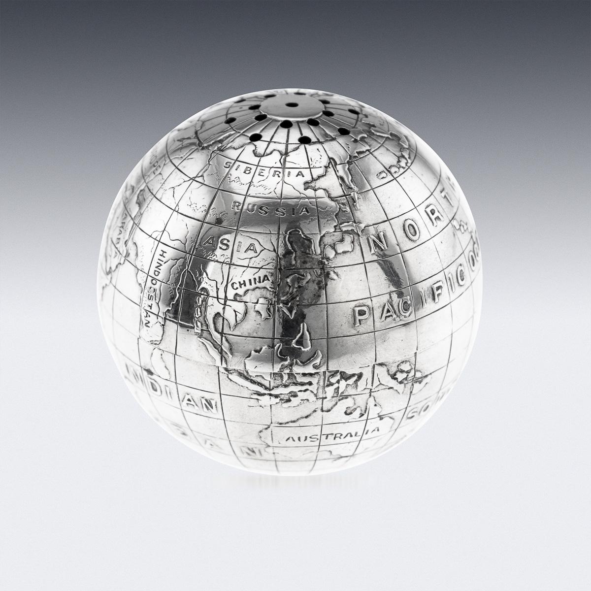 Vintage Siglo XX Novela Británica de Plata Maciza Lijadora de Escritura en Forma de Globo siglo XX en venta