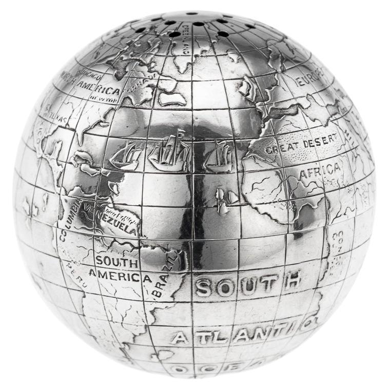 Vintage 20th Century British Solid Silver Novelty Globe Shaped Writing Sander