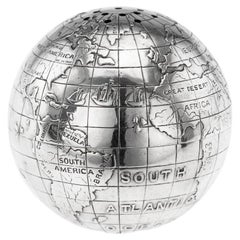 Vintage 20th Century British Solid Silver Novelty Globe Shaped Writing Sander