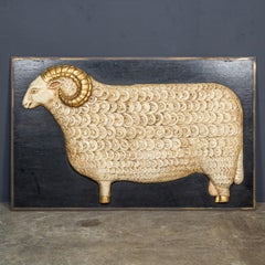 Vintage 20th Century Carved Wood Advertising Sheep Sign, Cotswolds c.1970