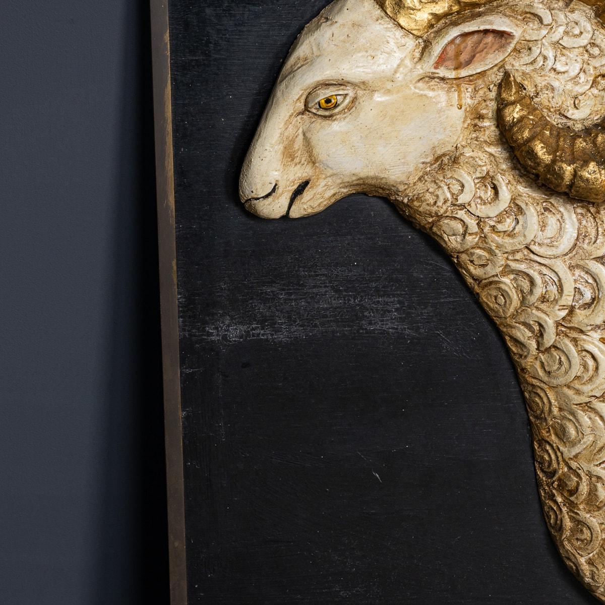 British Vintage 20th Century Carved Wood Advertising Sheep Sign, Cotswolds c.1970 For Sale