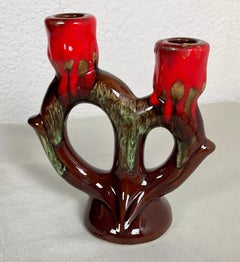 Portacandele in ceramica vintage del XX secolo - A. Georges Pougués-les-Eaux - 2Y548