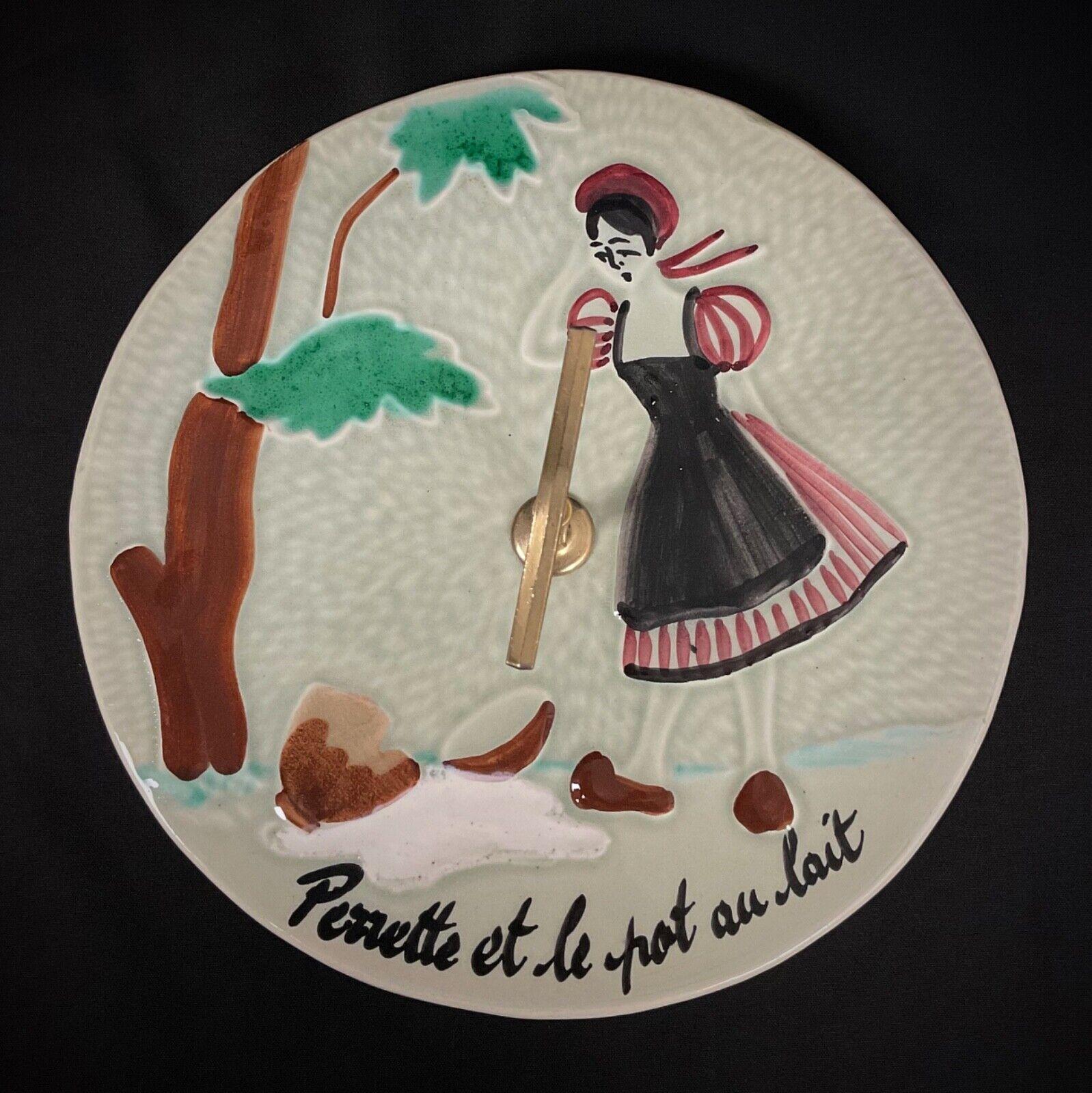 Vintage 20th Century Ceramic Cheese Platter – Perrette et le Pot au Lai - 2Y497 For Sale 3