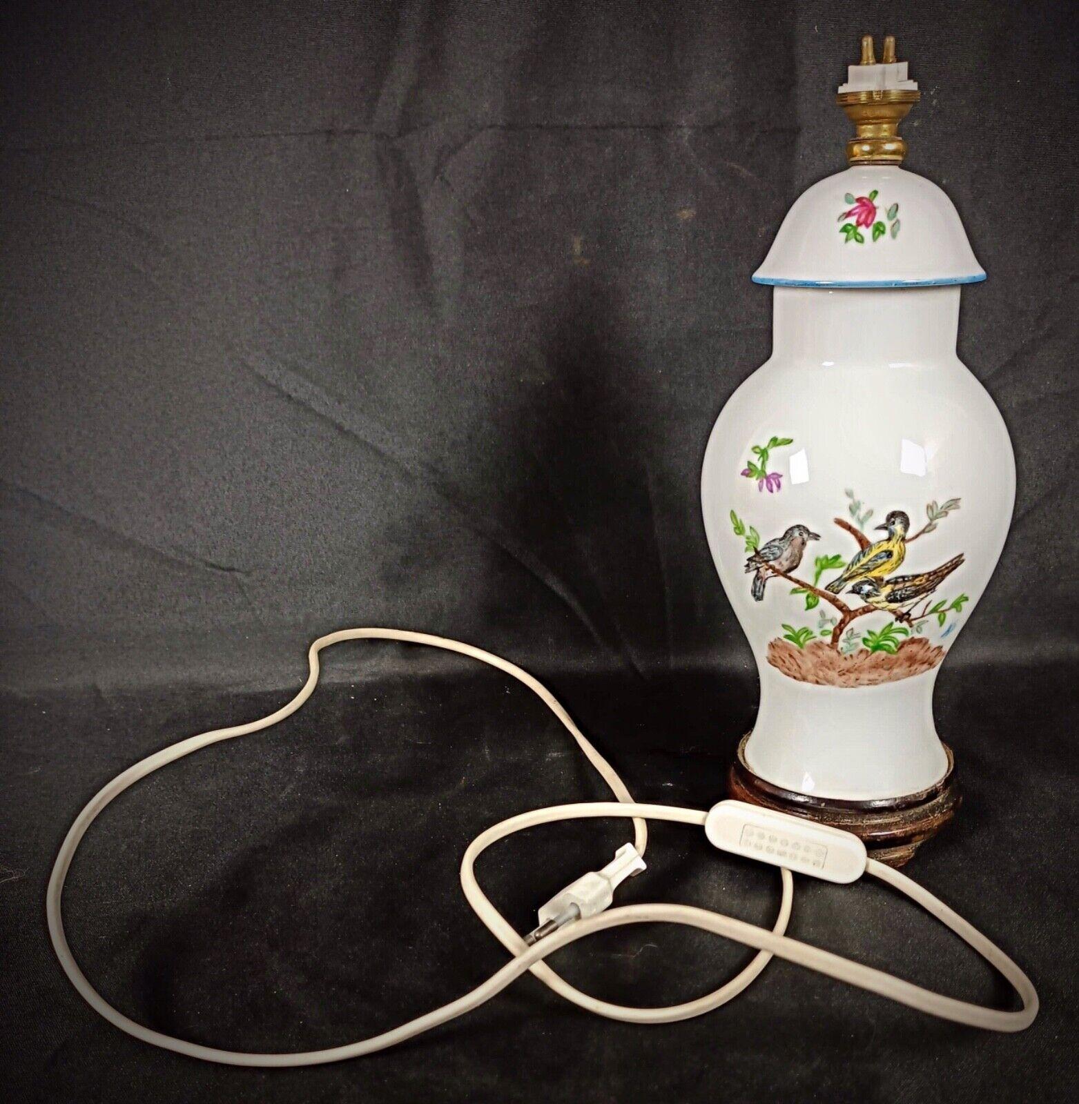 Céramique Base de lampe vintage du 20ème siècle en céramique avec motif d'oiseau et de fleur  - 2Y132 en vente
