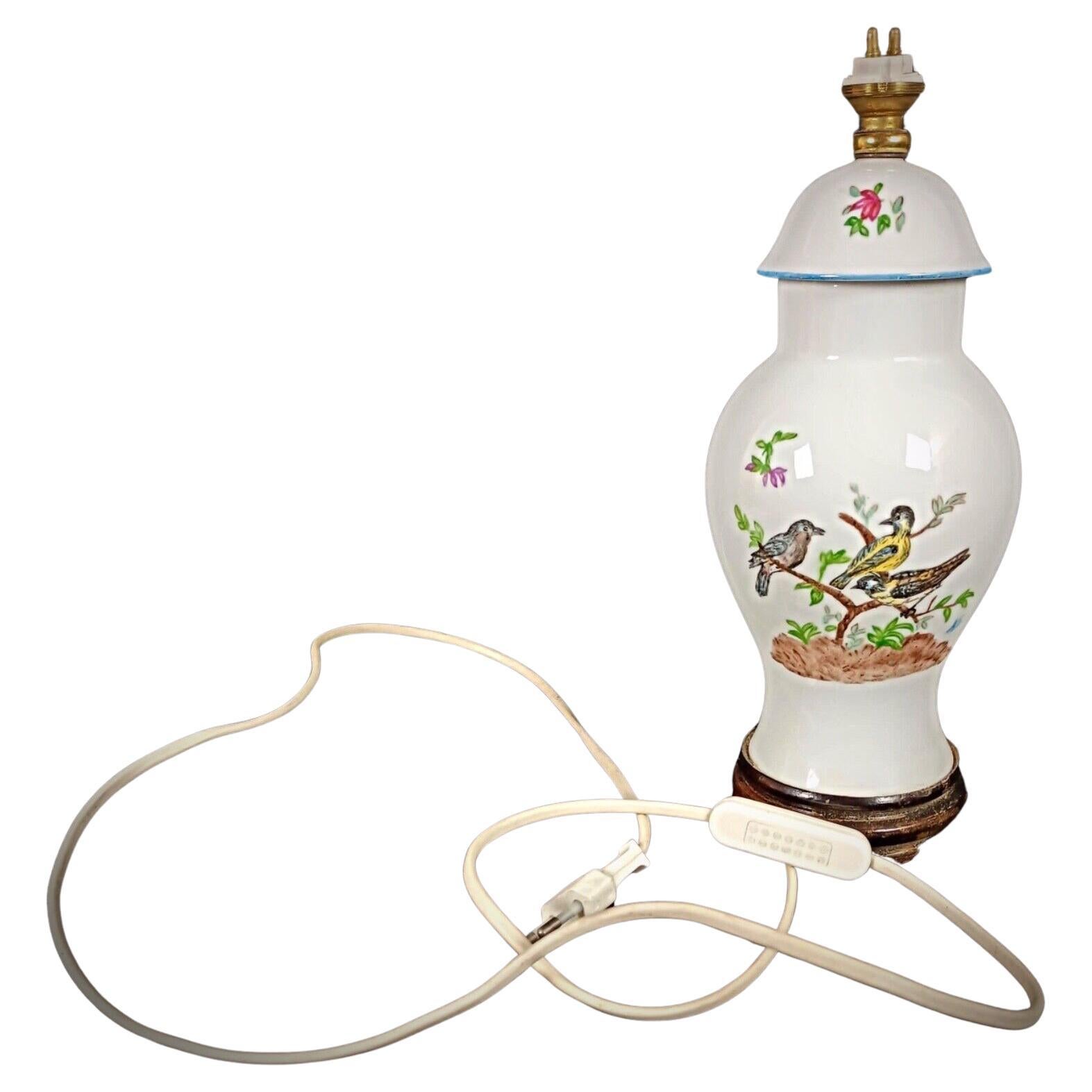 Vintage 20th Century Ceramic Lampshade Base with Bird and Flower Design  - 2Y132