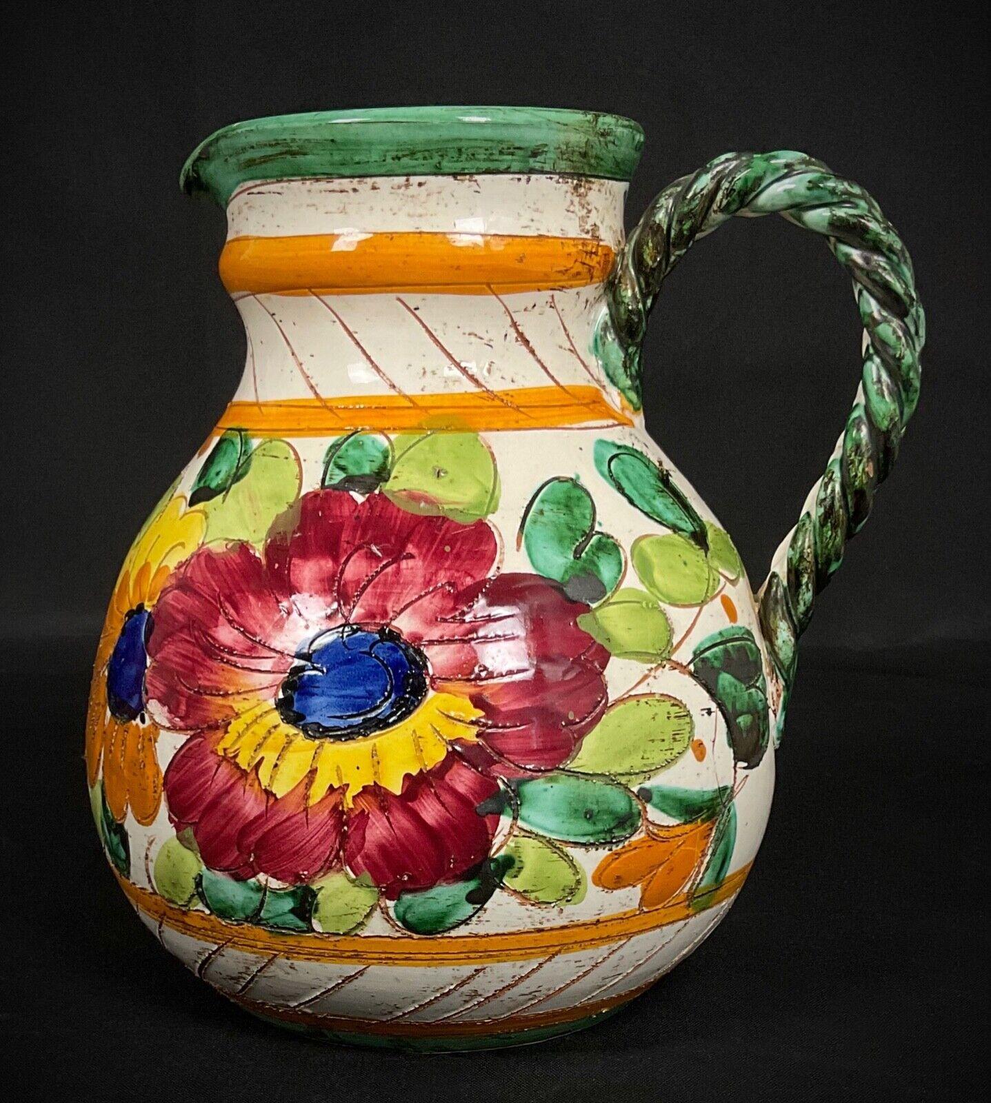 Brocca in ceramica vintage del XX secolo - Design floreale - 2Y517 in vendita 1