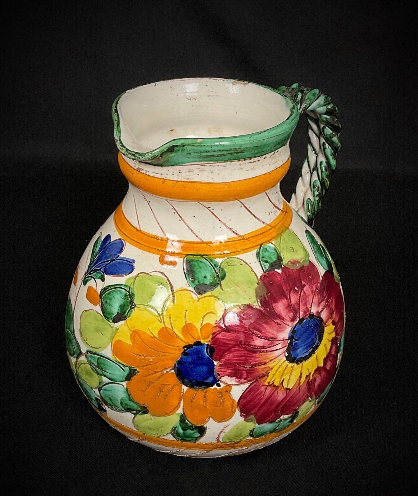 Brocca in ceramica vintage del XX secolo - Design floreale - 2Y517 in vendita 3