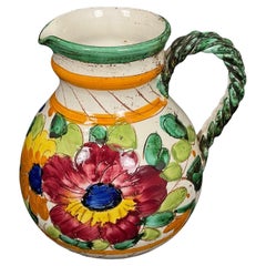 Vintage 20th Century Ceramic Pitcher – Floral Design - 2Y517