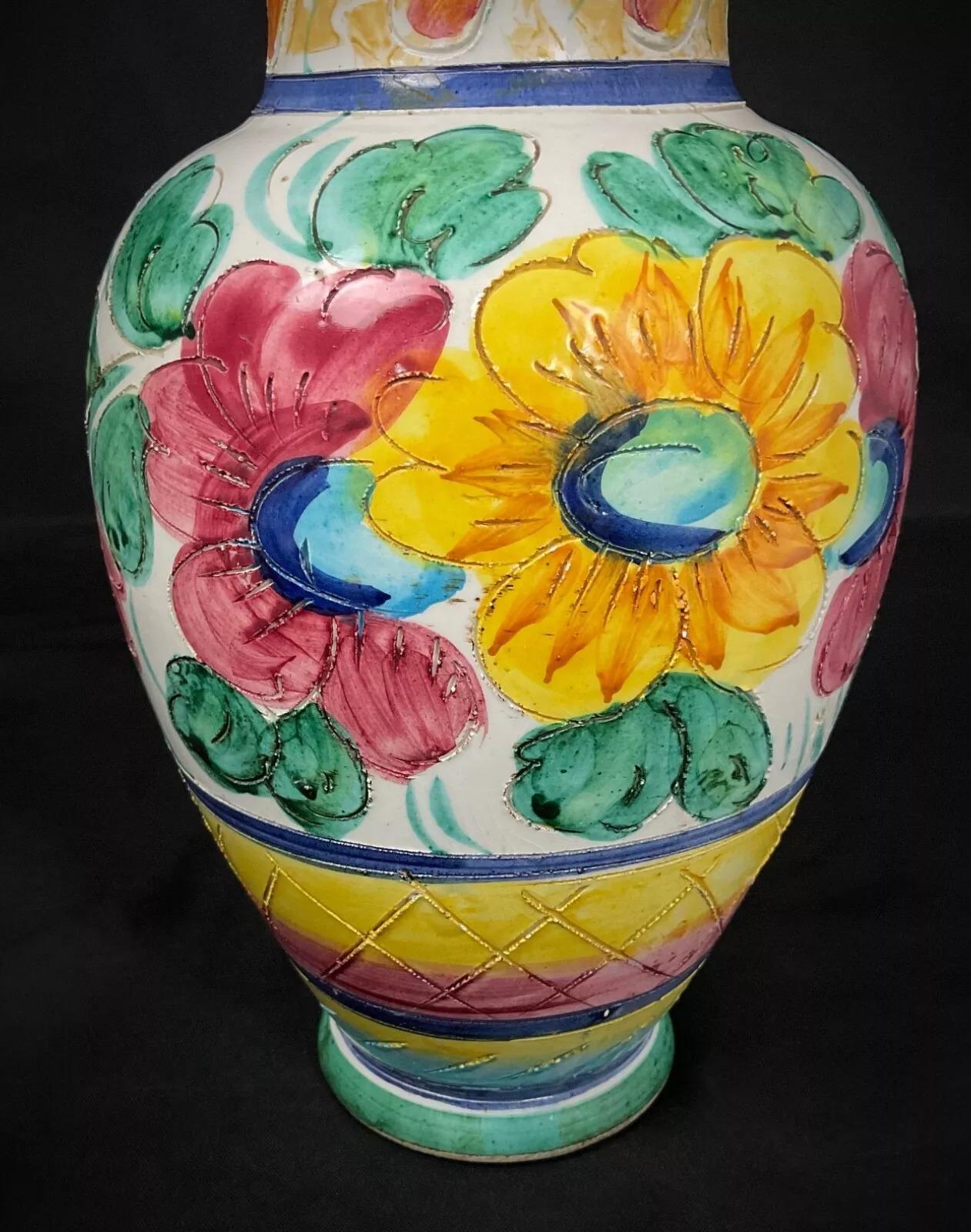 Vintage Keramikvase des 20. Jahrhunderts - Florales Design - 2Y514 im Angebot 4