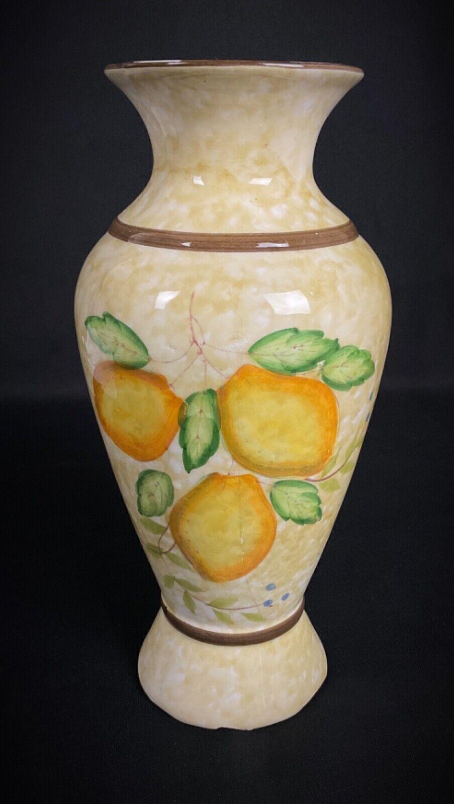 Ceramica Vaso in ceramica d'epoca del 20° secolo - Design di frutta e fiori - 2Y501 in vendita