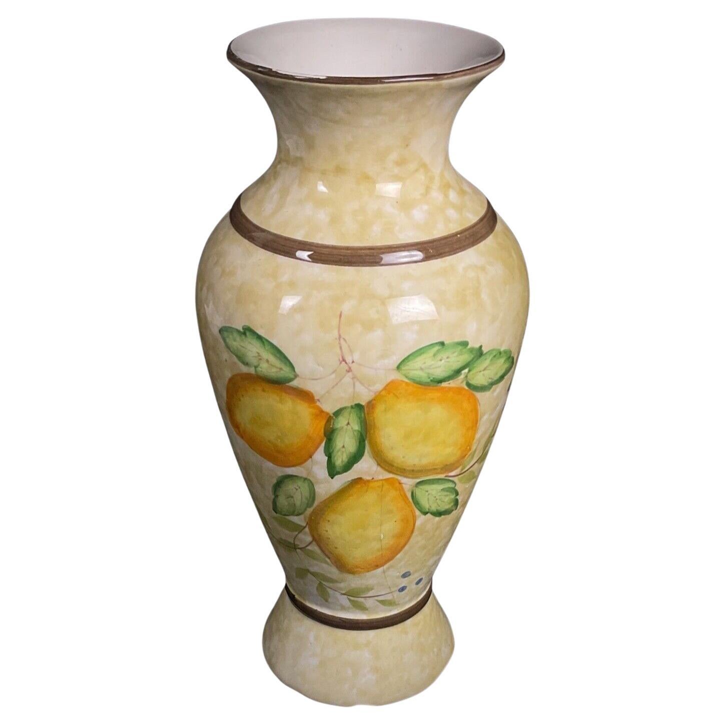 Vintage 20th Century Ceramic Vase – Fruit and Floral Design - 2Y501