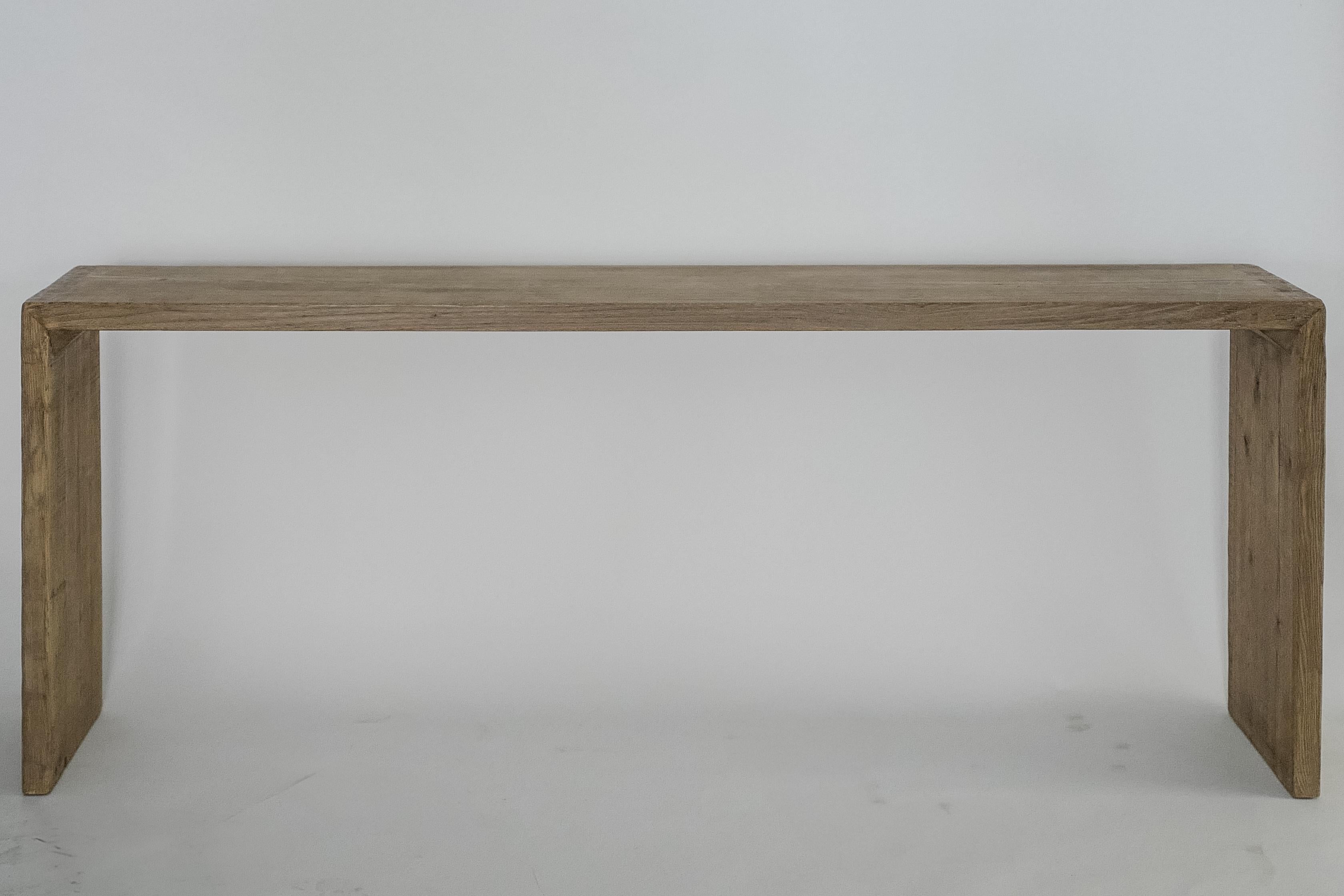 Mid-Century Modern Vintage 20th Century Chinese Elm Console Table – Minimalist Design, Light Patina For Sale