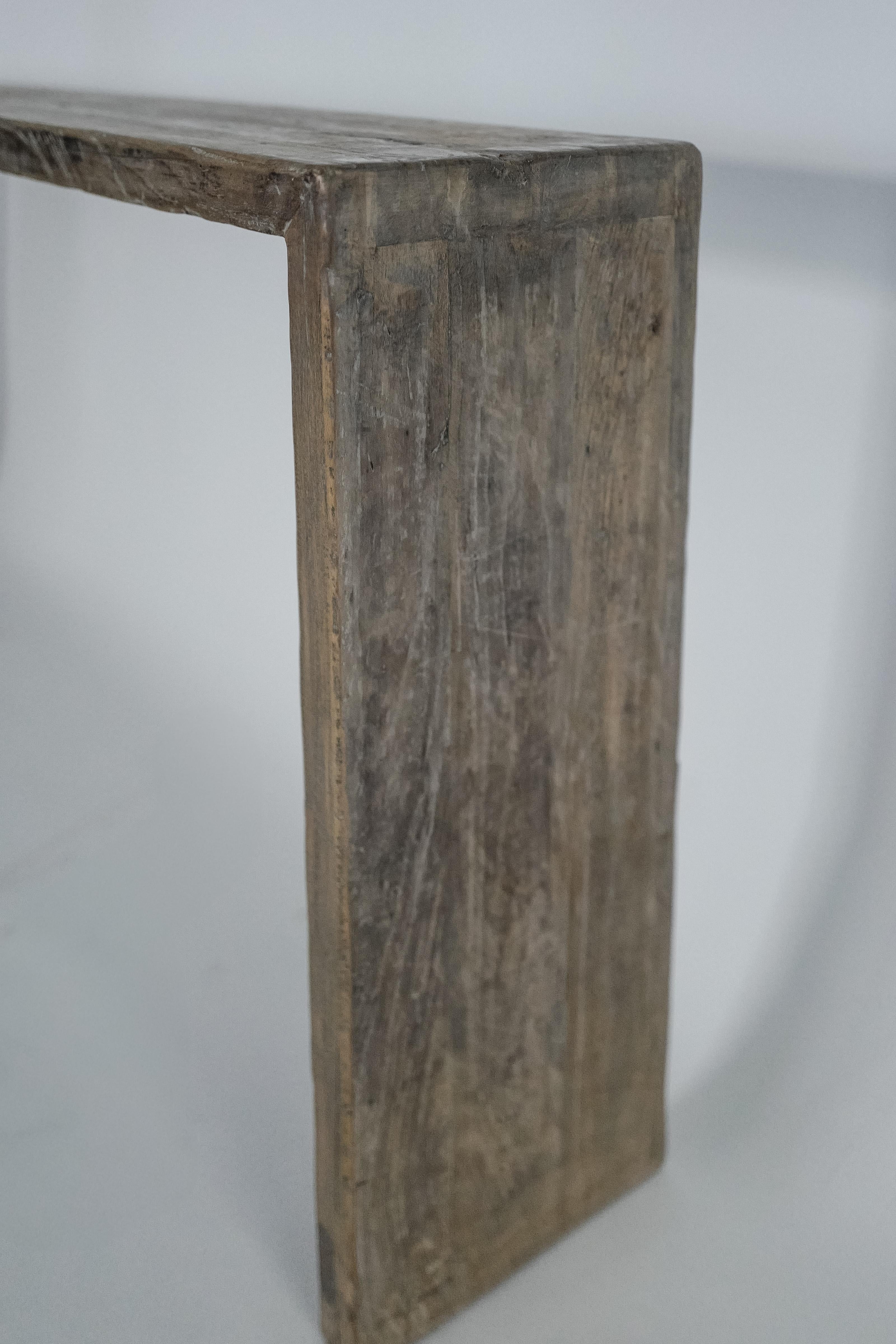 Mid-Century Modern Vintage 20th Century Chinese Elm Console Table – Minimalist Design, Light Patina For Sale