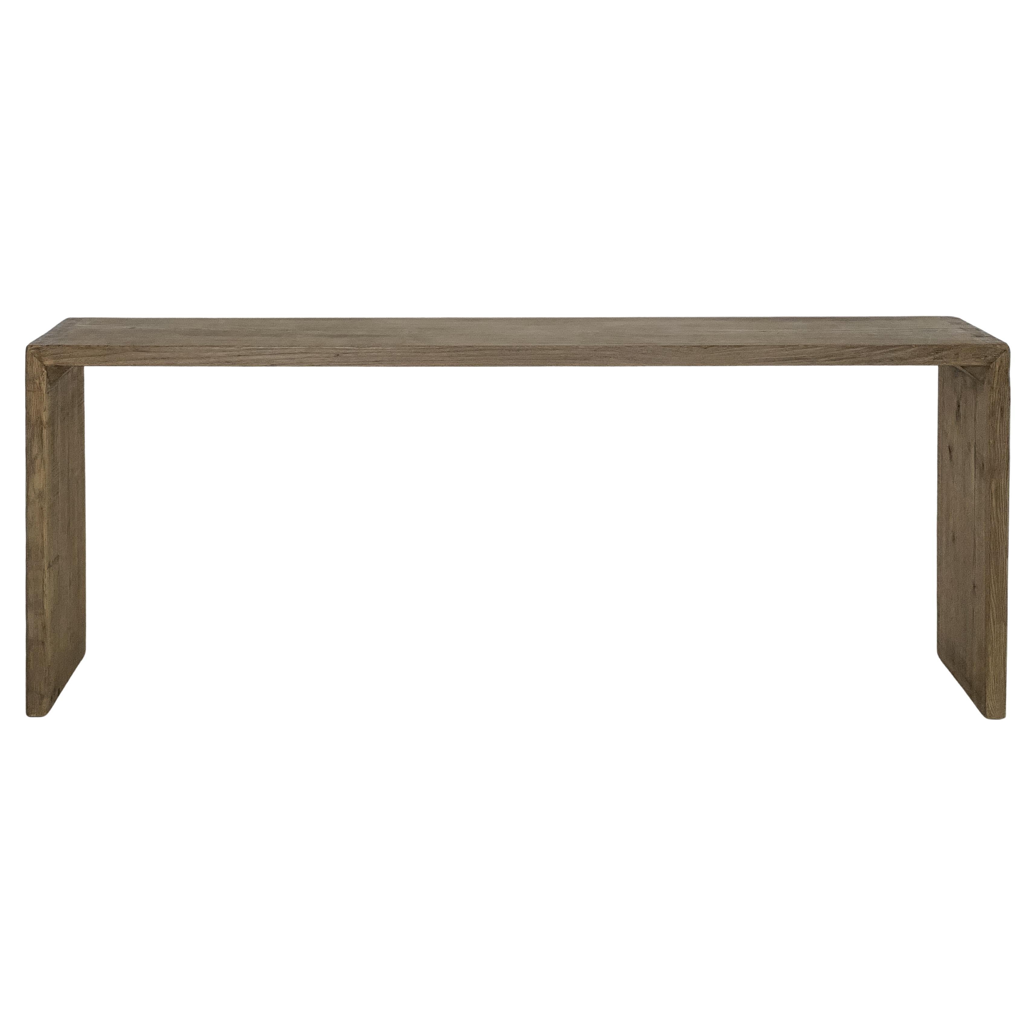 Vintage 20th Century Chinese Elm Console Table – Minimalist Design, Light Patina