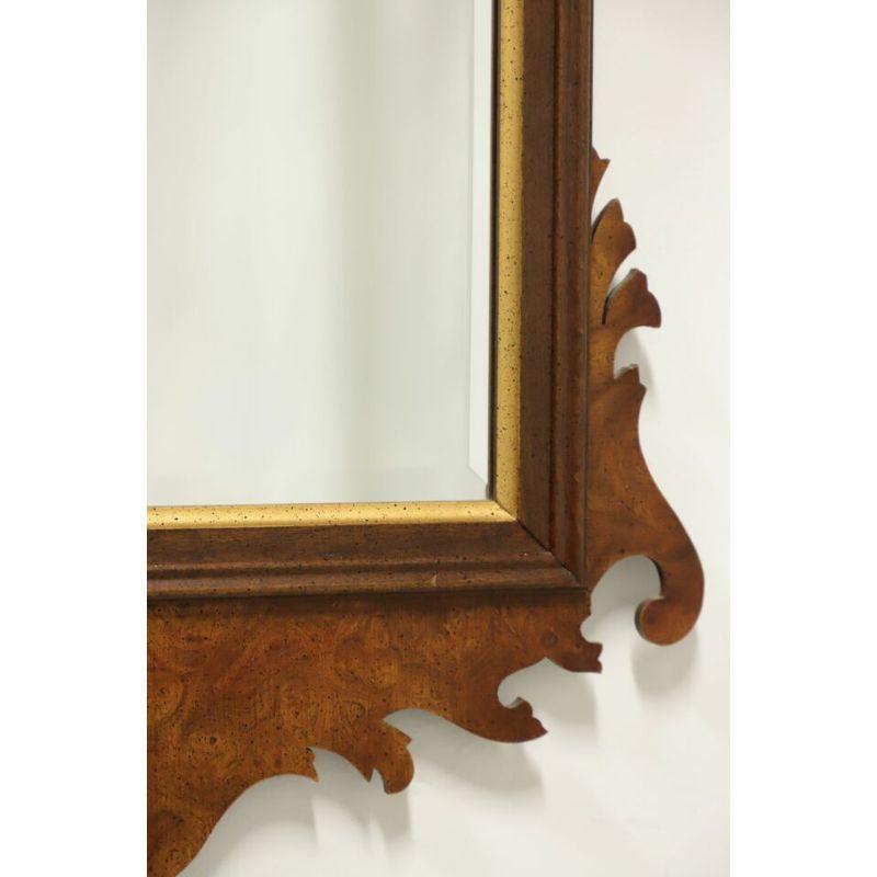 Late 20th Century Chippendale Style Burl Walnut Wall Mirror For Sale 3