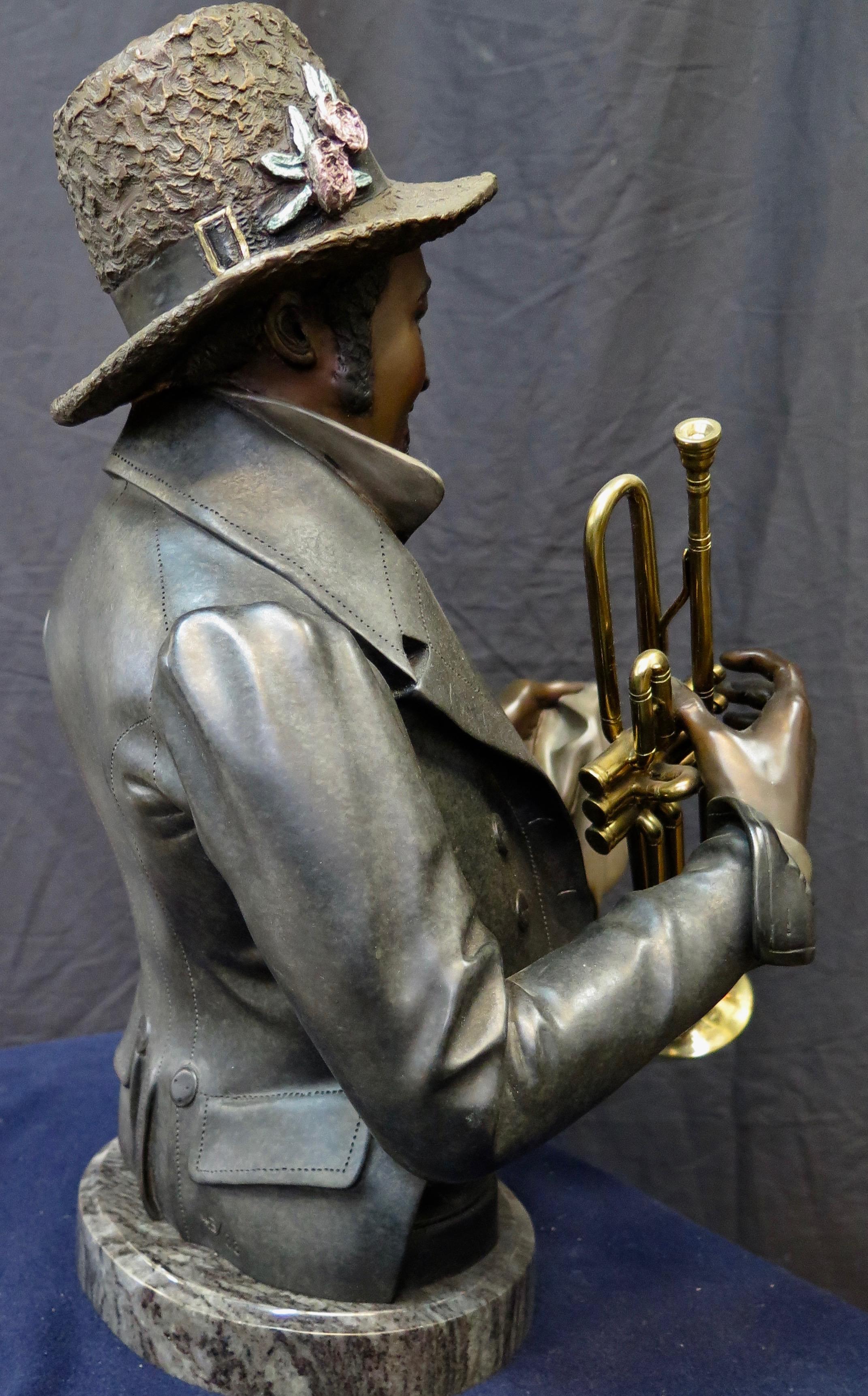 Amerikanischer schwarzer Jazzmusiker, kalt bemalte Bronze, Vintage, 20. Jahrhundert 5