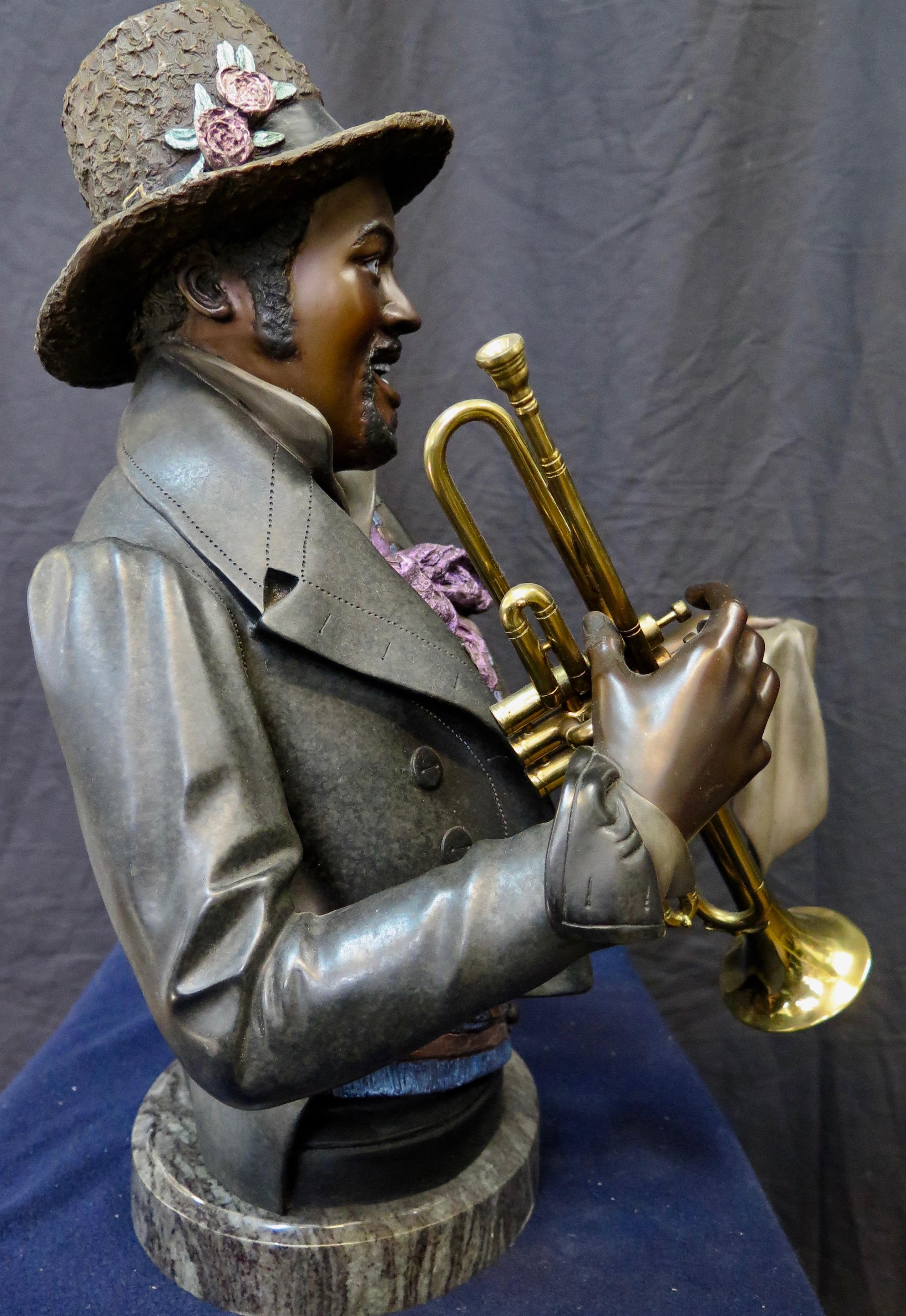 Vintage 20th Century Cold Painted Bronze American Black Jazz Musician 7