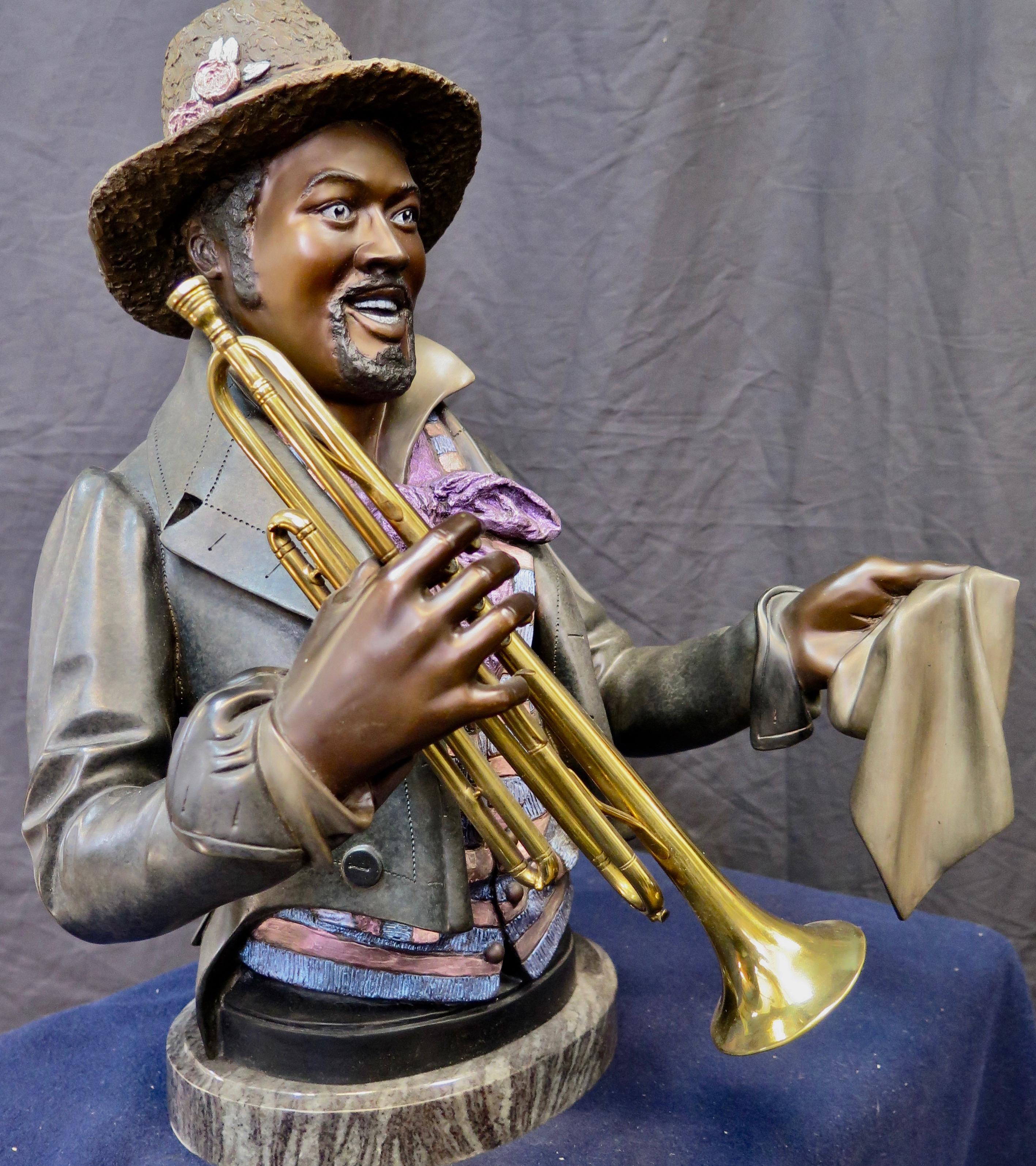 Amerikanischer schwarzer Jazzmusiker, kalt bemalte Bronze, Vintage, 20. Jahrhundert 7
