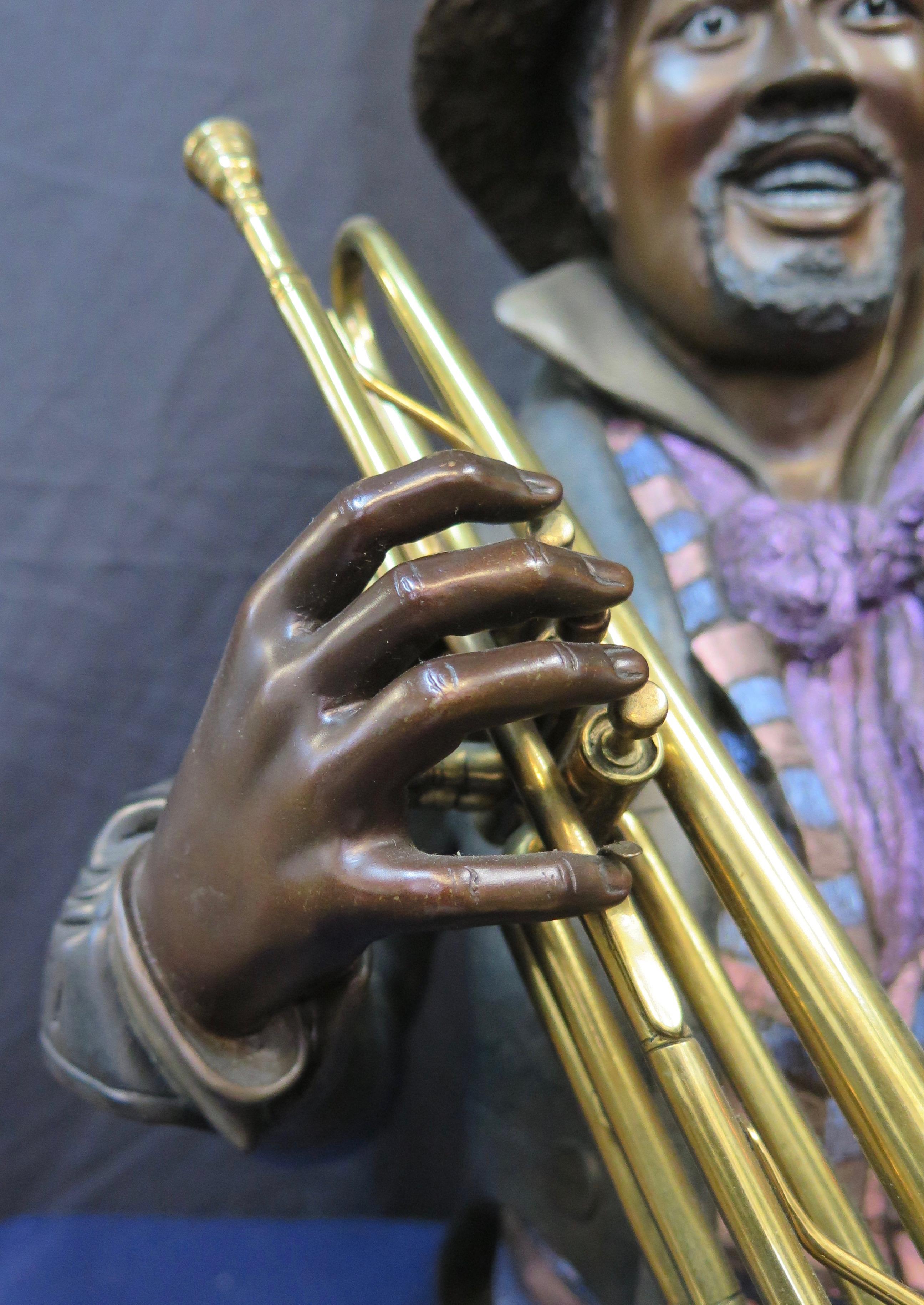 Other Vintage 20th Century Cold Painted Bronze American Black Jazz Musician