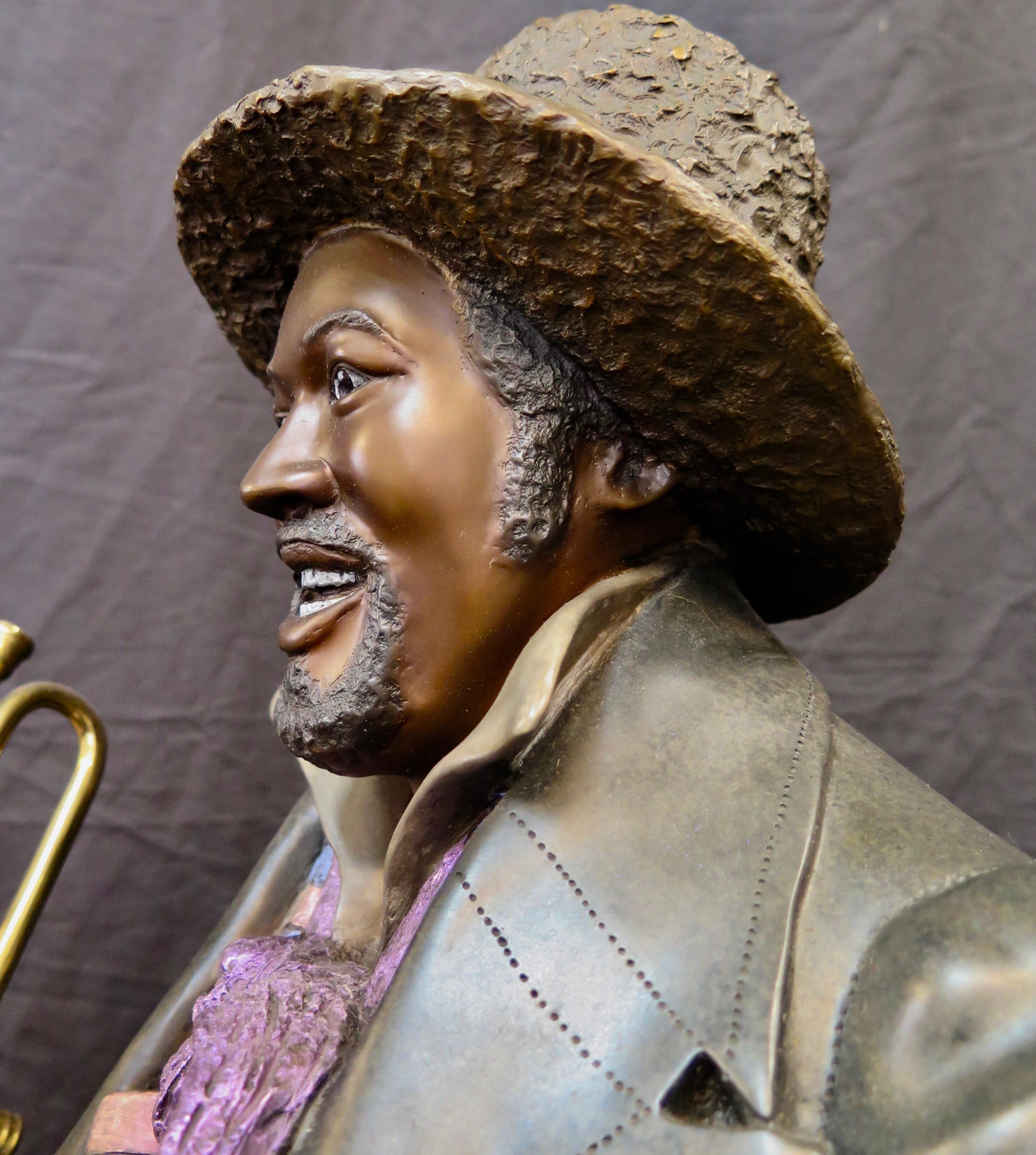 Vintage 20th Century Cold Painted Bronze American Black Jazz Musician 1