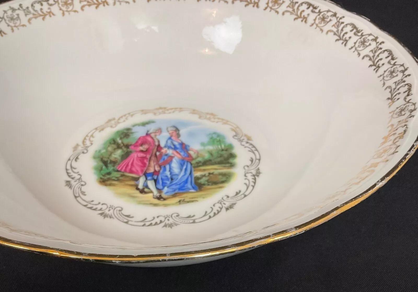 Plato hondo de porcelana vintage del siglo XX - Diseño Fragonard - 2Y509 en venta 2