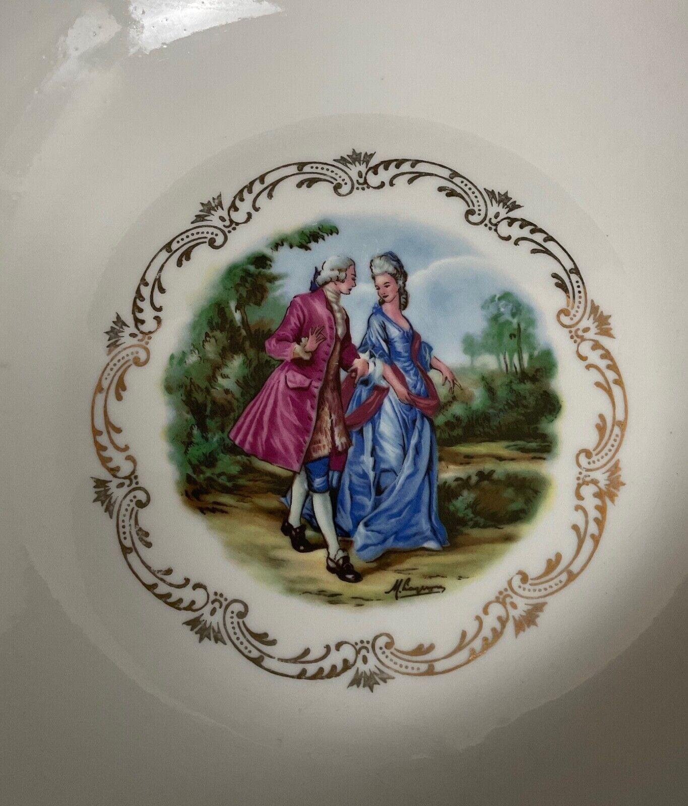 Plato hondo de porcelana vintage del siglo XX - Diseño Fragonard - 2Y509 en venta 3