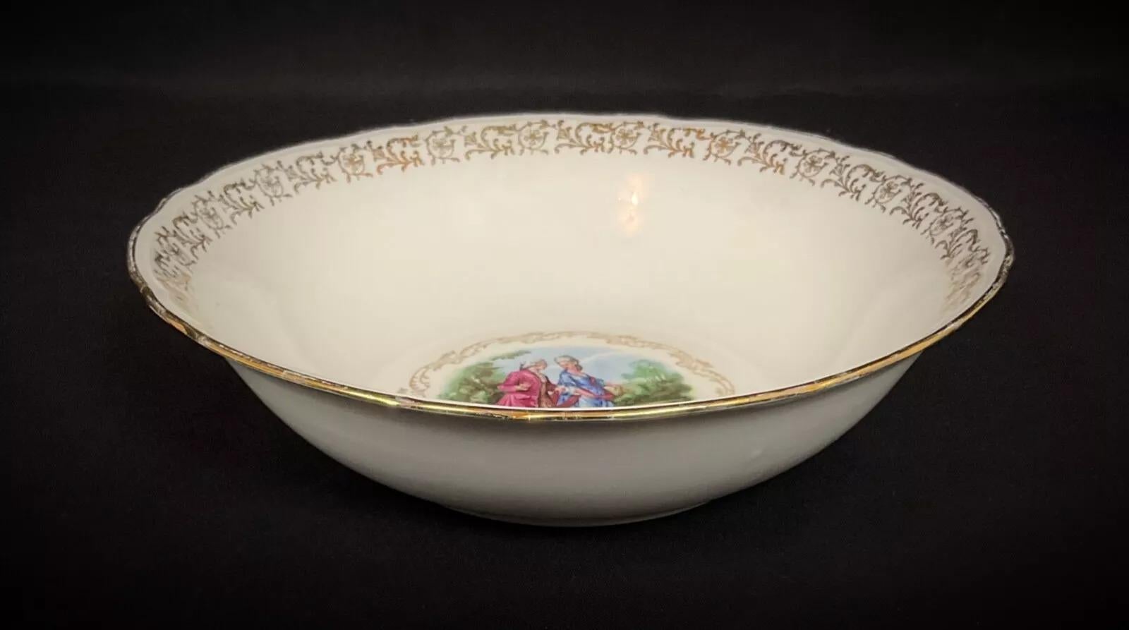 Plato hondo de porcelana vintage del siglo XX - Diseño Fragonard - 2Y509 en venta 4