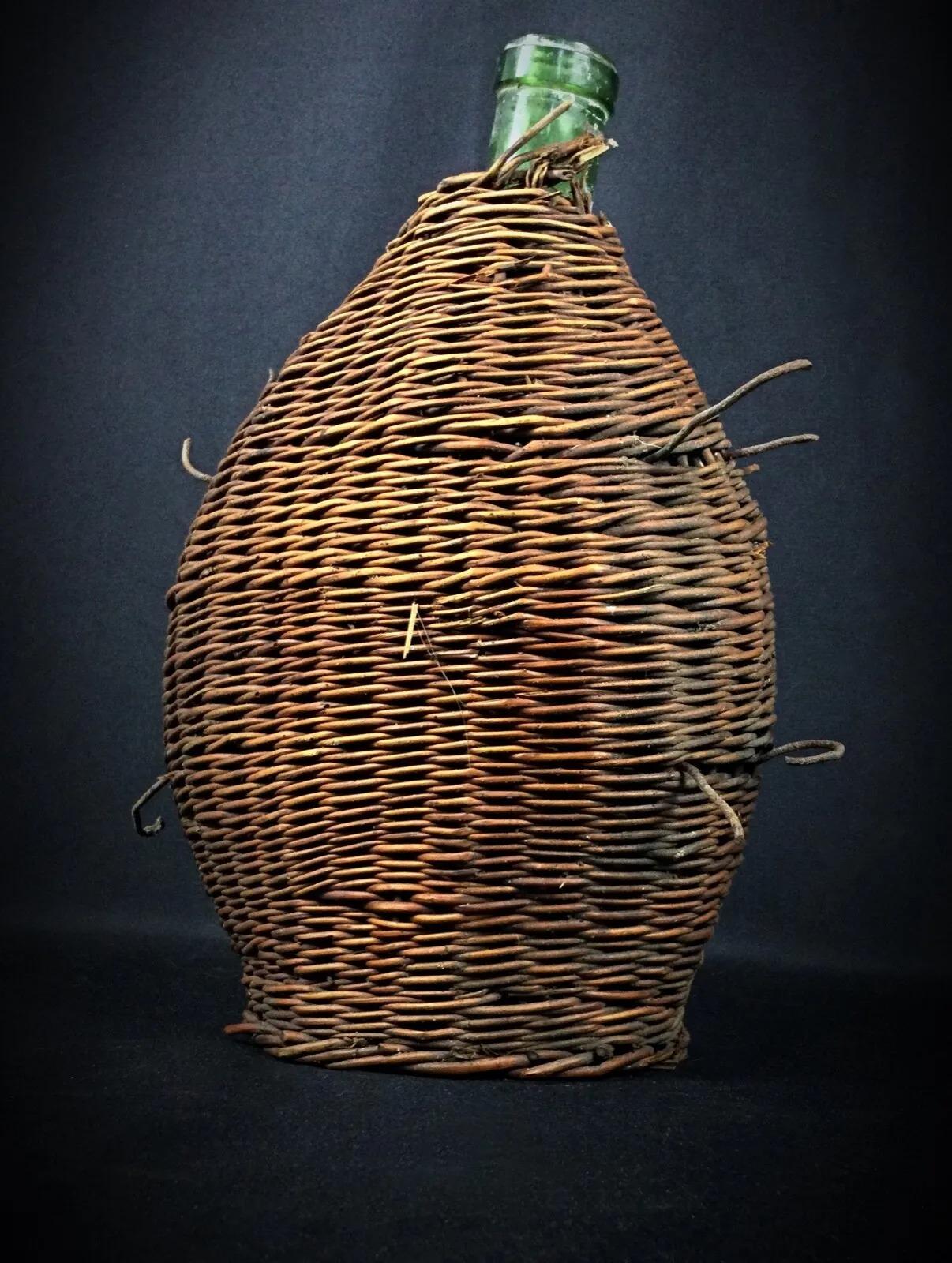 Inconnu Bouteille Demijohn Vintage du 20ème siècle avec couvercle en osier - Pas de bouchon - 2Y280 en vente