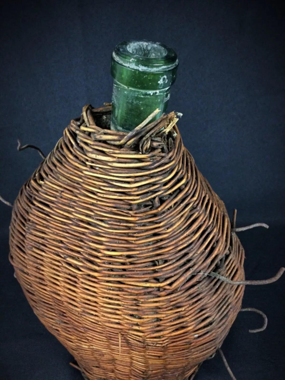 Bouteille Demijohn Vintage du 20ème siècle avec couvercle en osier - Pas de bouchon - 2Y280 Bon état - En vente à Bordeaux, FR