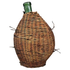 Vintage 20th-Century Demijohn Bottle with Wicker Cover – No Cork - 2Y280