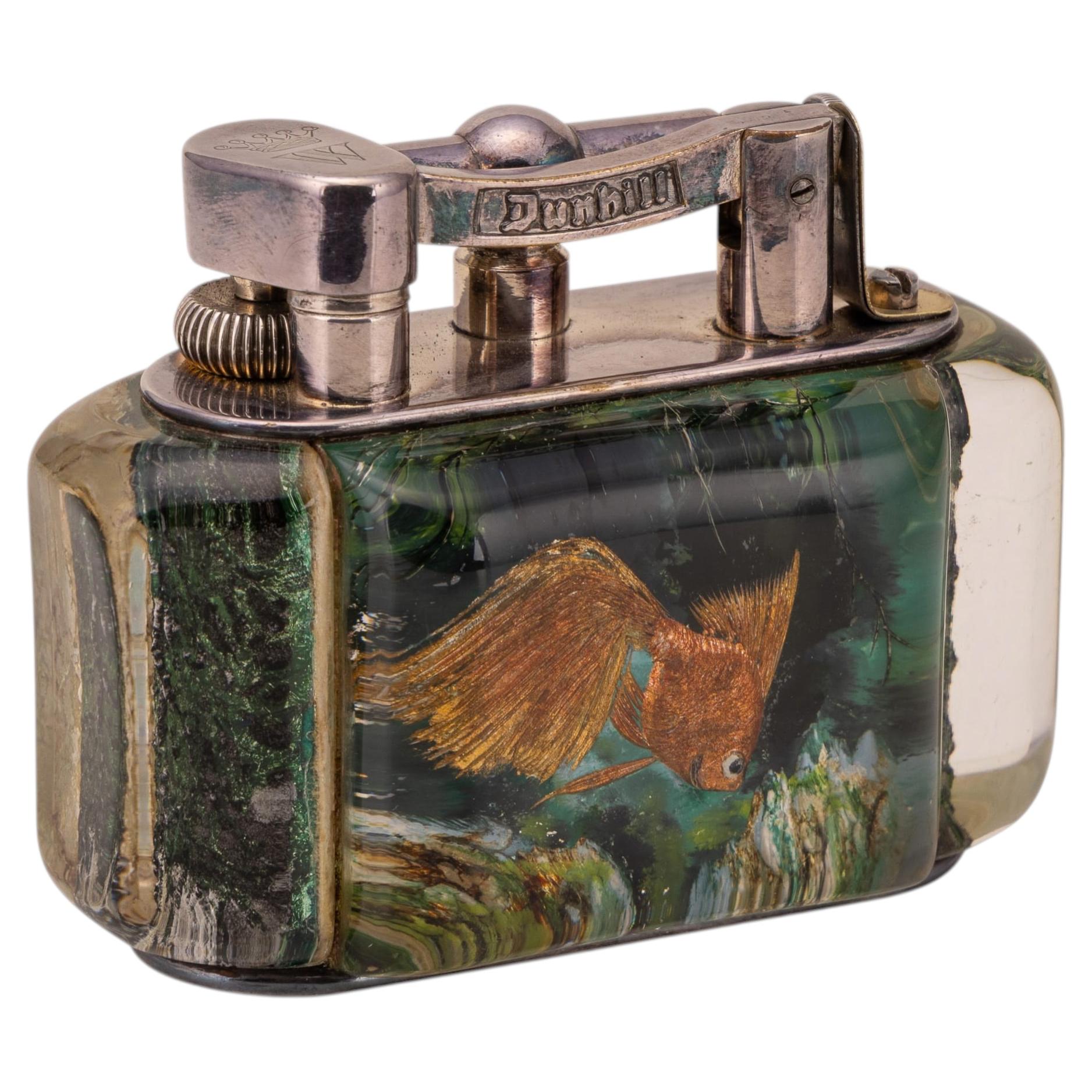 Pre-owned Dunhill Vintage 20th Century  Tropical 'aquarium' Table Lighter C.1960 In Silver