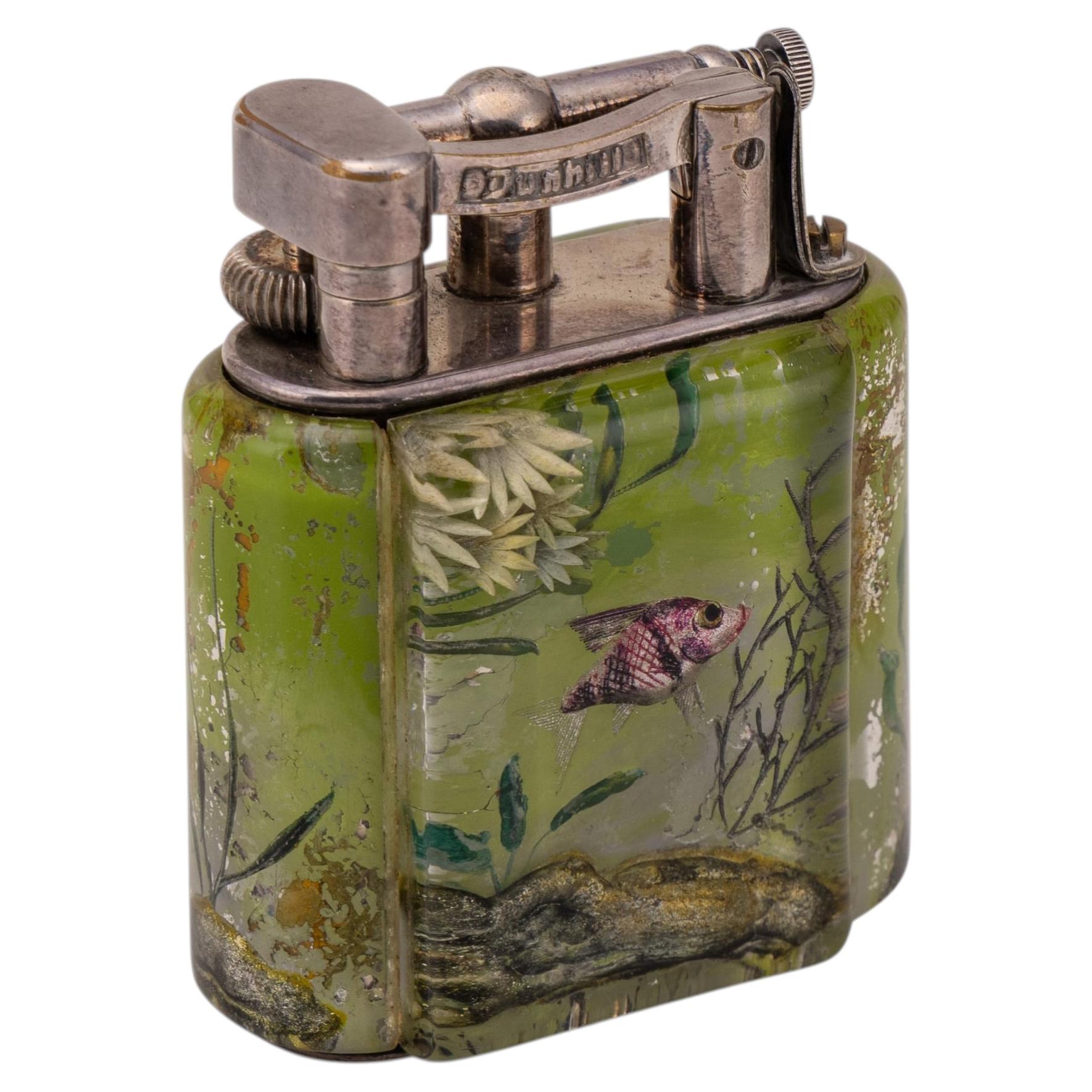 Pre-owned Dunhill Vintage 20th Century  Tropical Baby 'aquarium' Table Lighter C.1950 In Silver