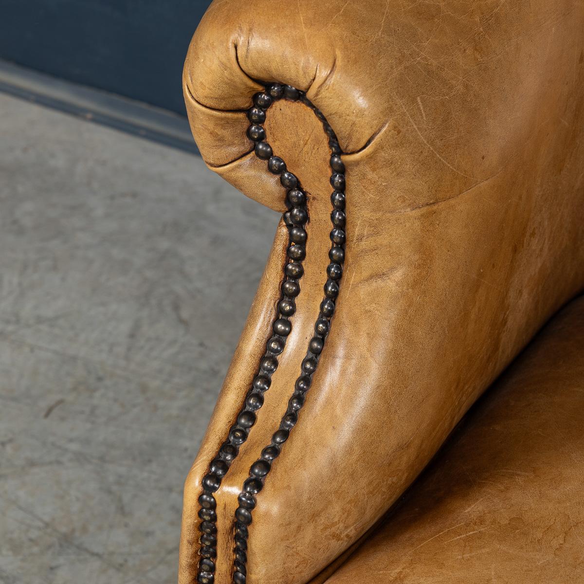 Vintage 20th Century Dutch Sheepskin Leather Sofa For Sale 10